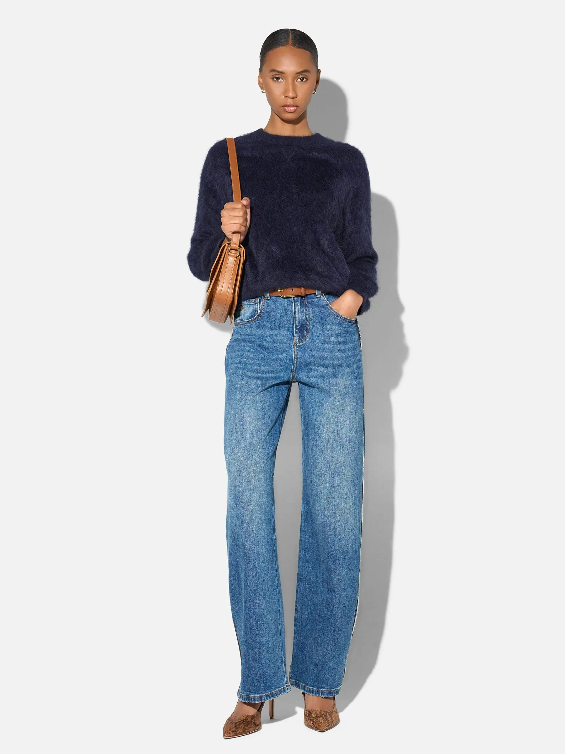Brushed Cashmere Dames Trui Ronde Hals Lewis Blauw