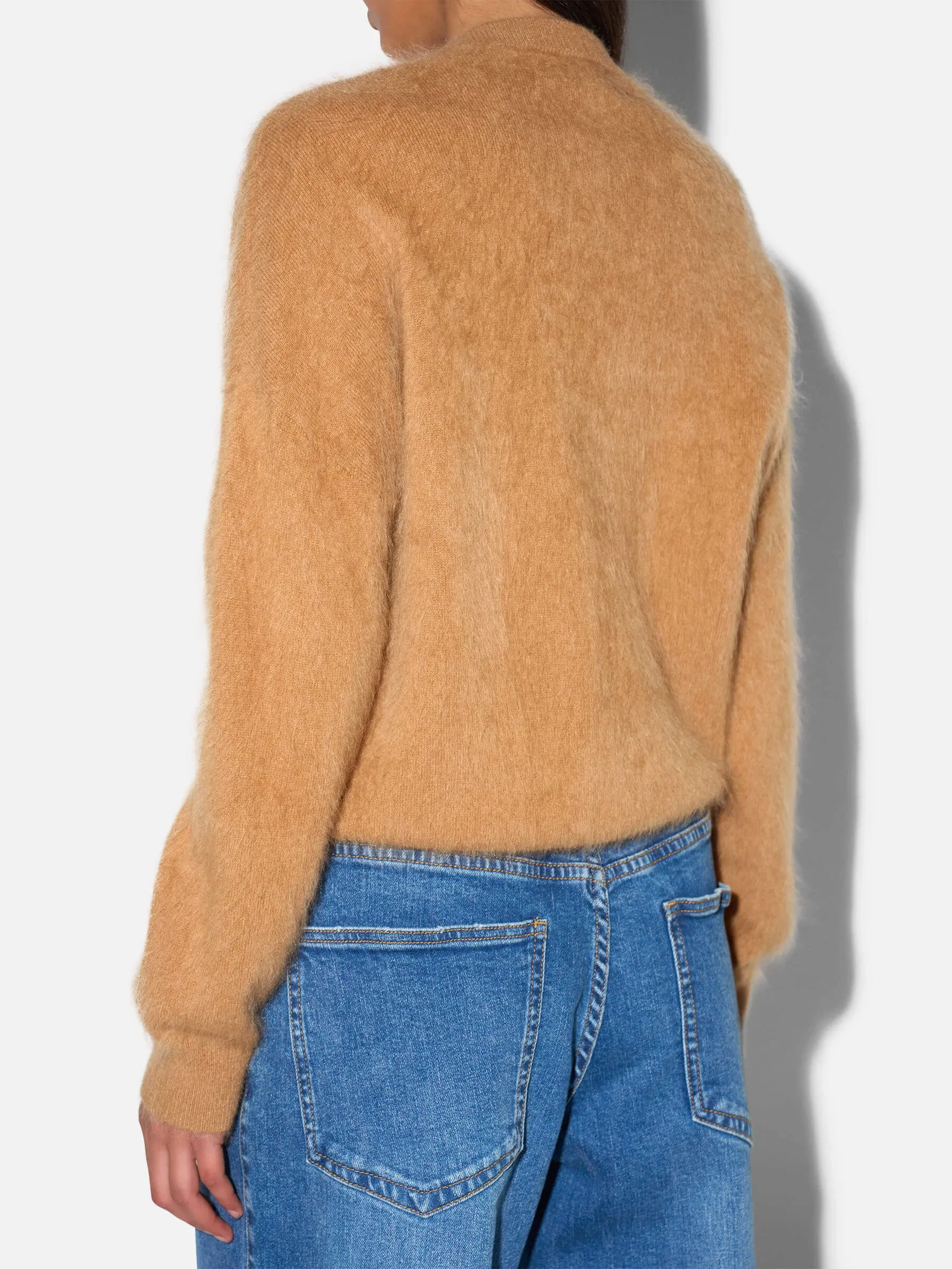 Brushed Cashmere Dames Trui Ronde Hals Lewis Camel