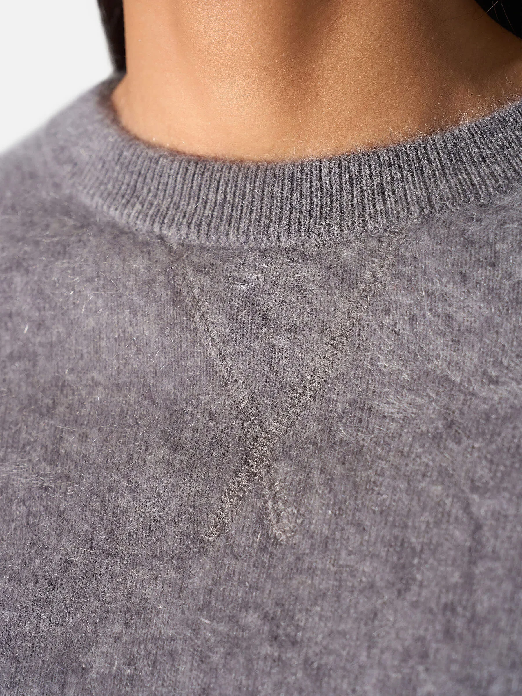 Brushed Cashmere Dames Trui Ronde Hals Lewis Grijs