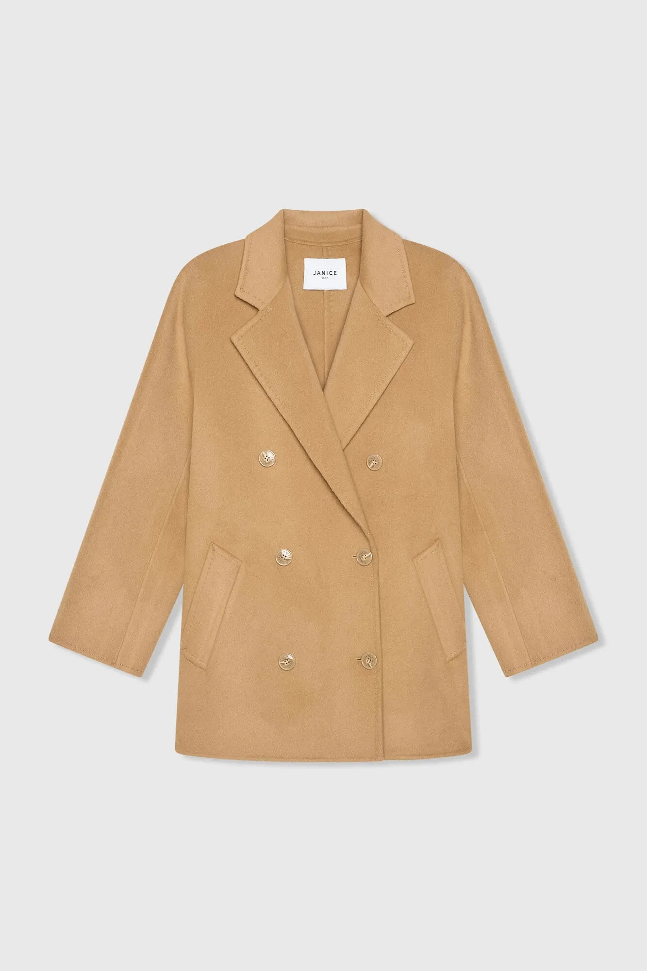Cashmere Caban Jas Dames Double Face Kennedy Camel