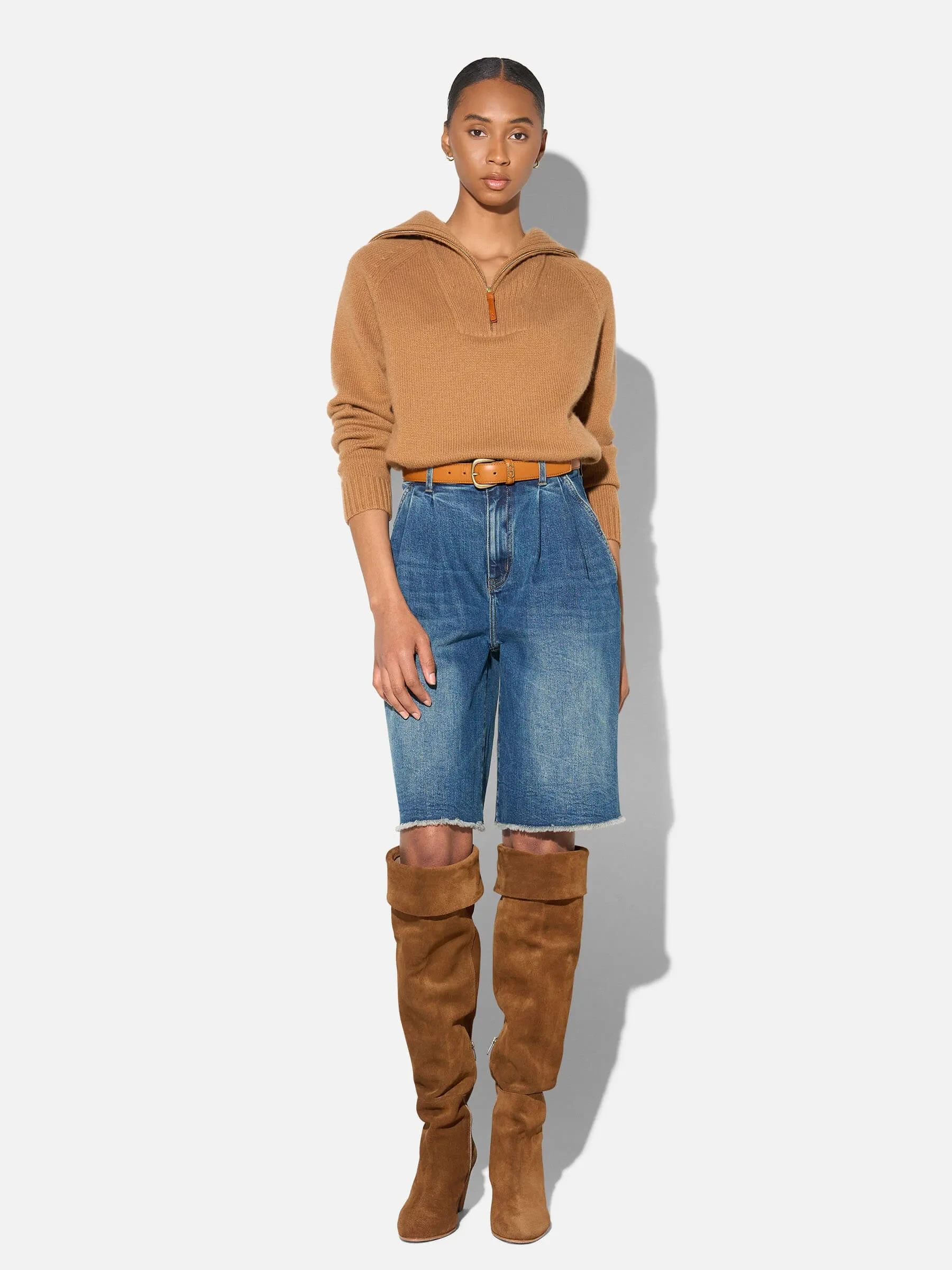Camel Cashmere Dames Trui Rits Yonas