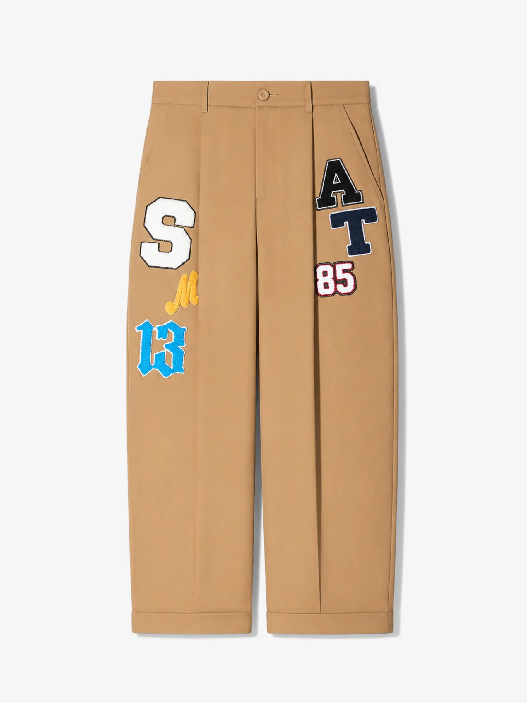 Camel Katoenen Paperbag Broek Steekzakken Patches Barrel Balti