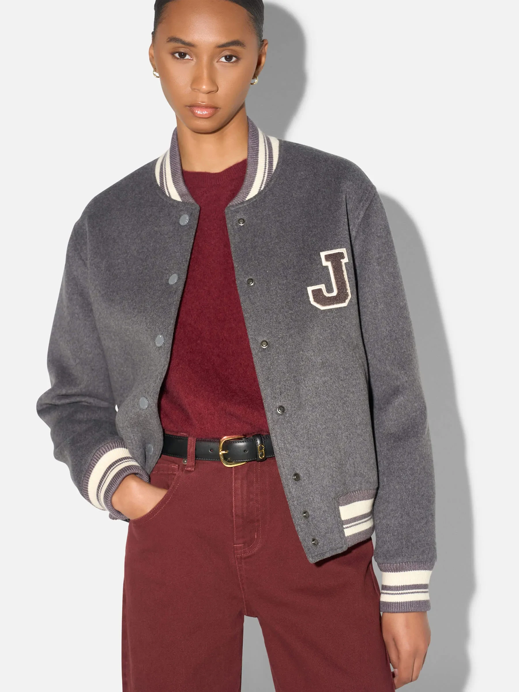 Cashmere Bomberjack Dames Double Faced Beige Collin Grijs