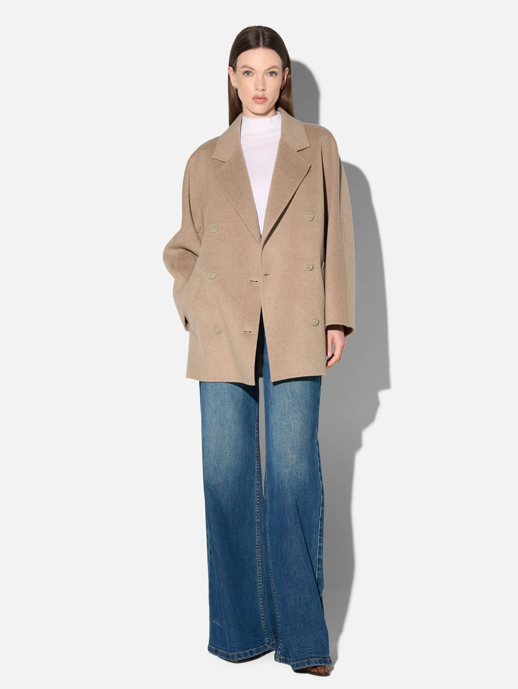 cashmere caban jas dames double face kennedy beige