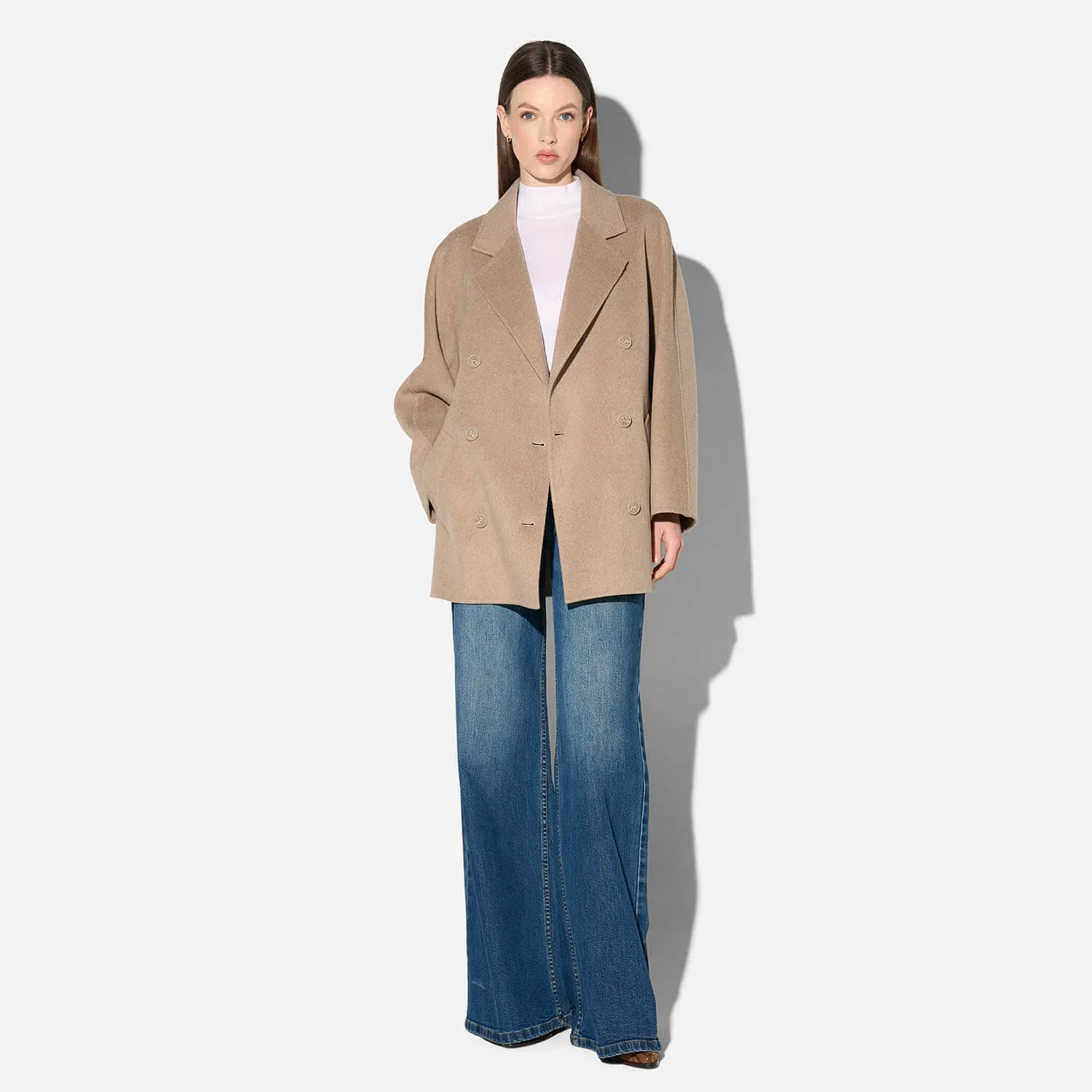 cashmere caban jas dames double face kennedy beige