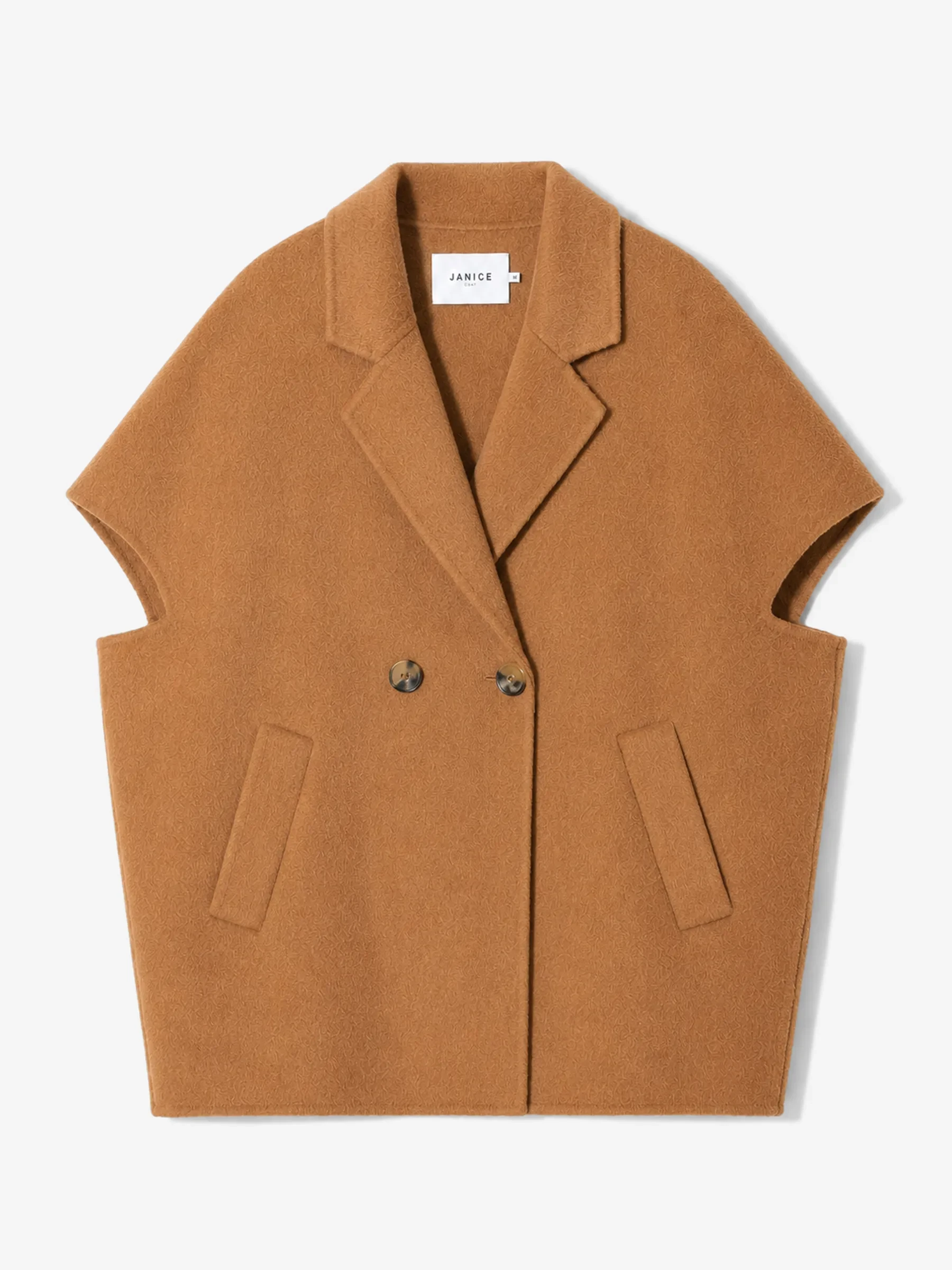 Cashmere Cape Dames Jas Knopen Archie Cognac