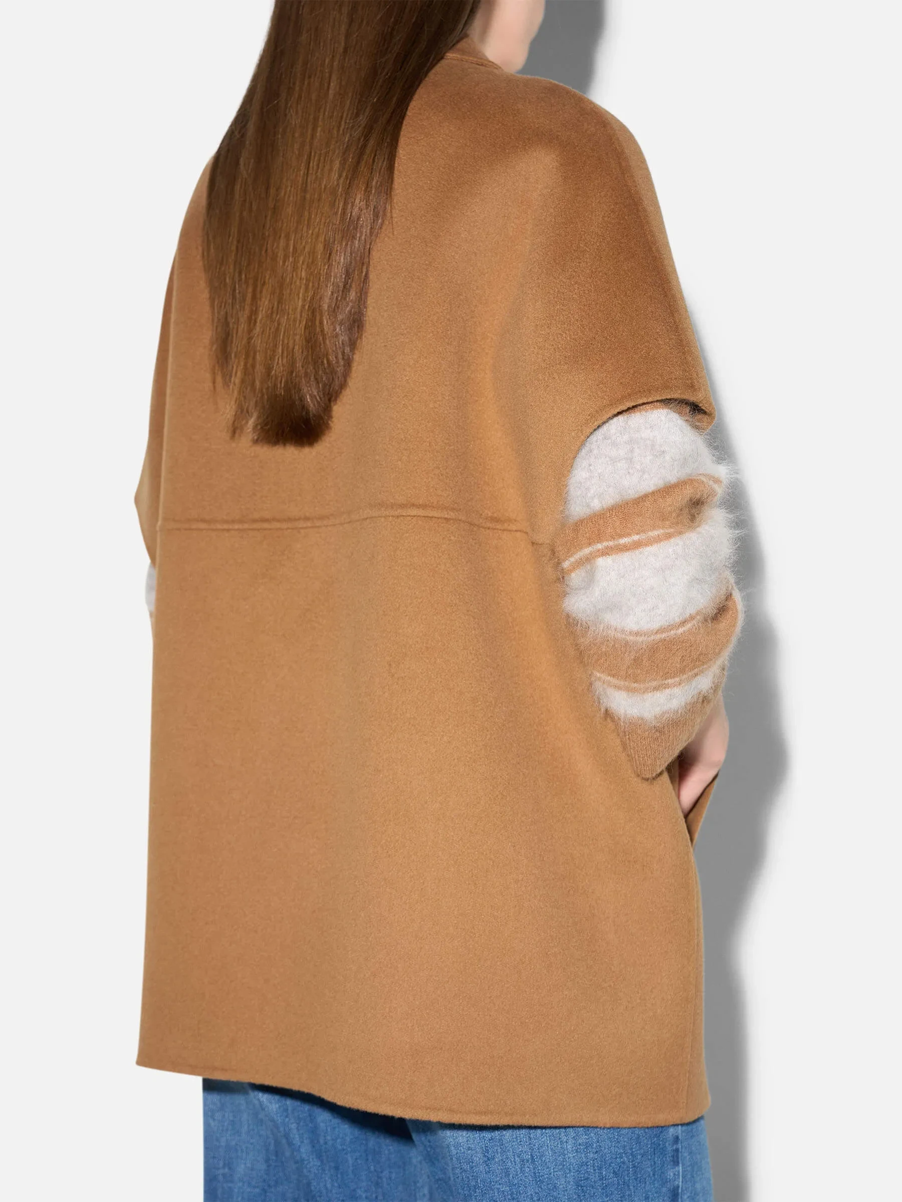 Cashmere Cape Dames Jas Knopen Archie Cognac
