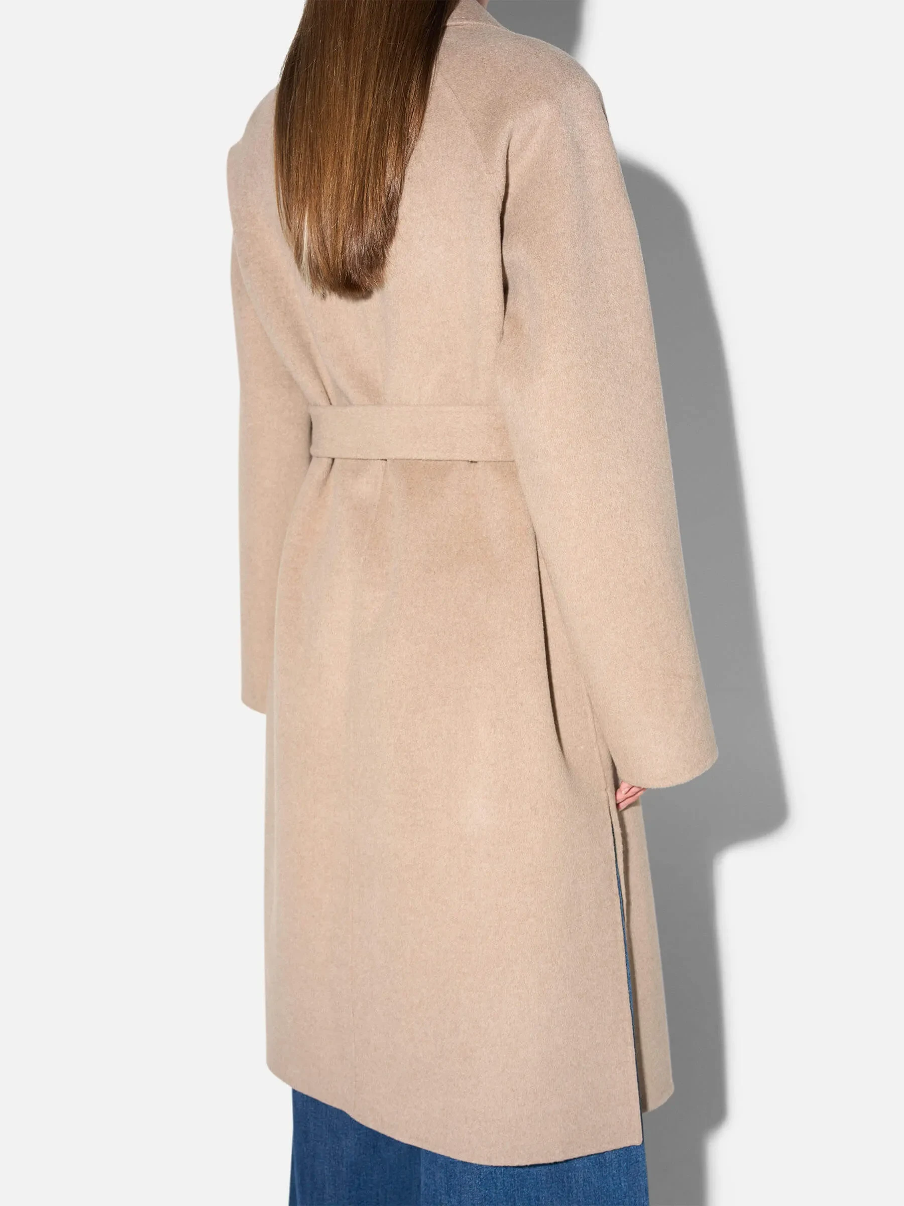 Cashmere Dames Jas Lang Double Face Jules Beige