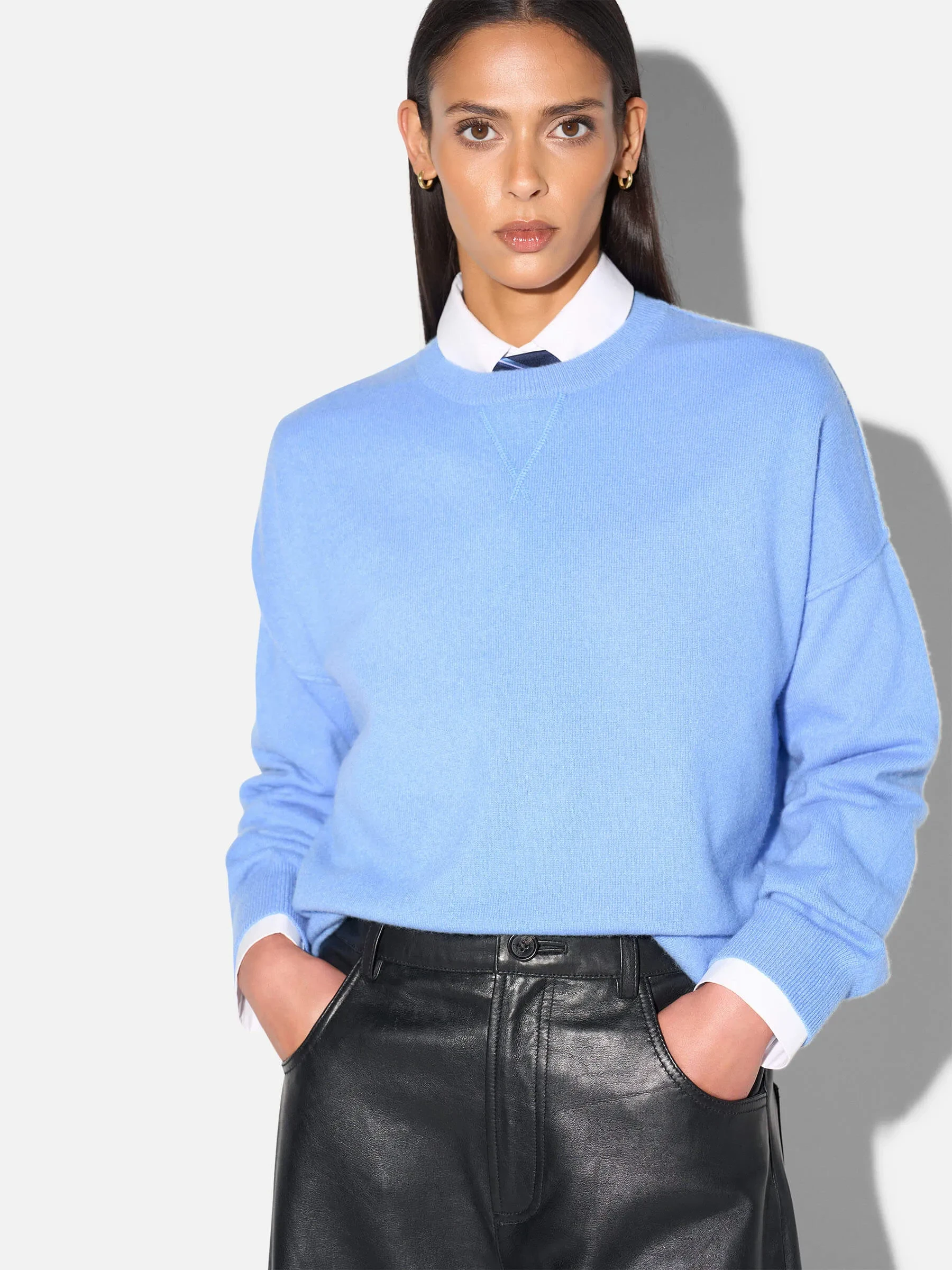 Cashmere Dames Trui Lewis Licht Blauw