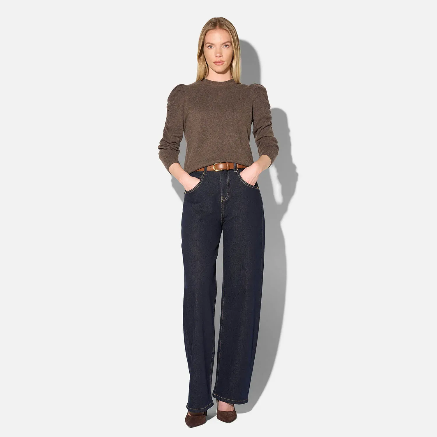 Cashmere Dames Trui Pofmouw Mave Bruin