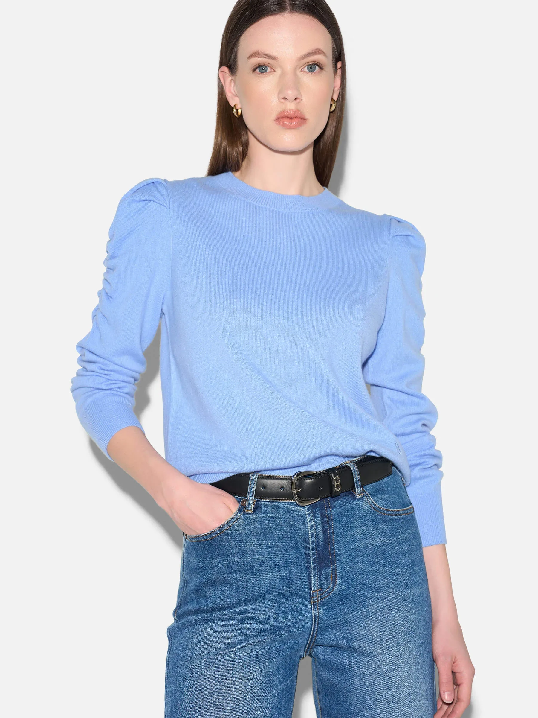 Cashmere Dames Trui Pofmouw Mave Licht Blauw