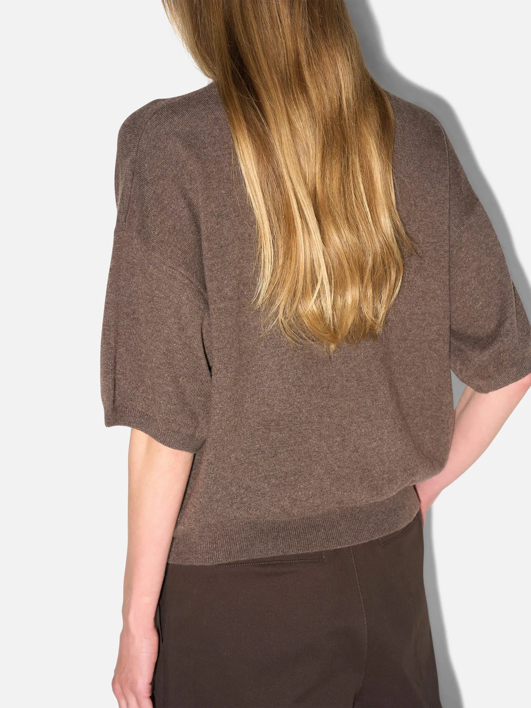Cashmere Dames Trui V Hals Romeo Bruin