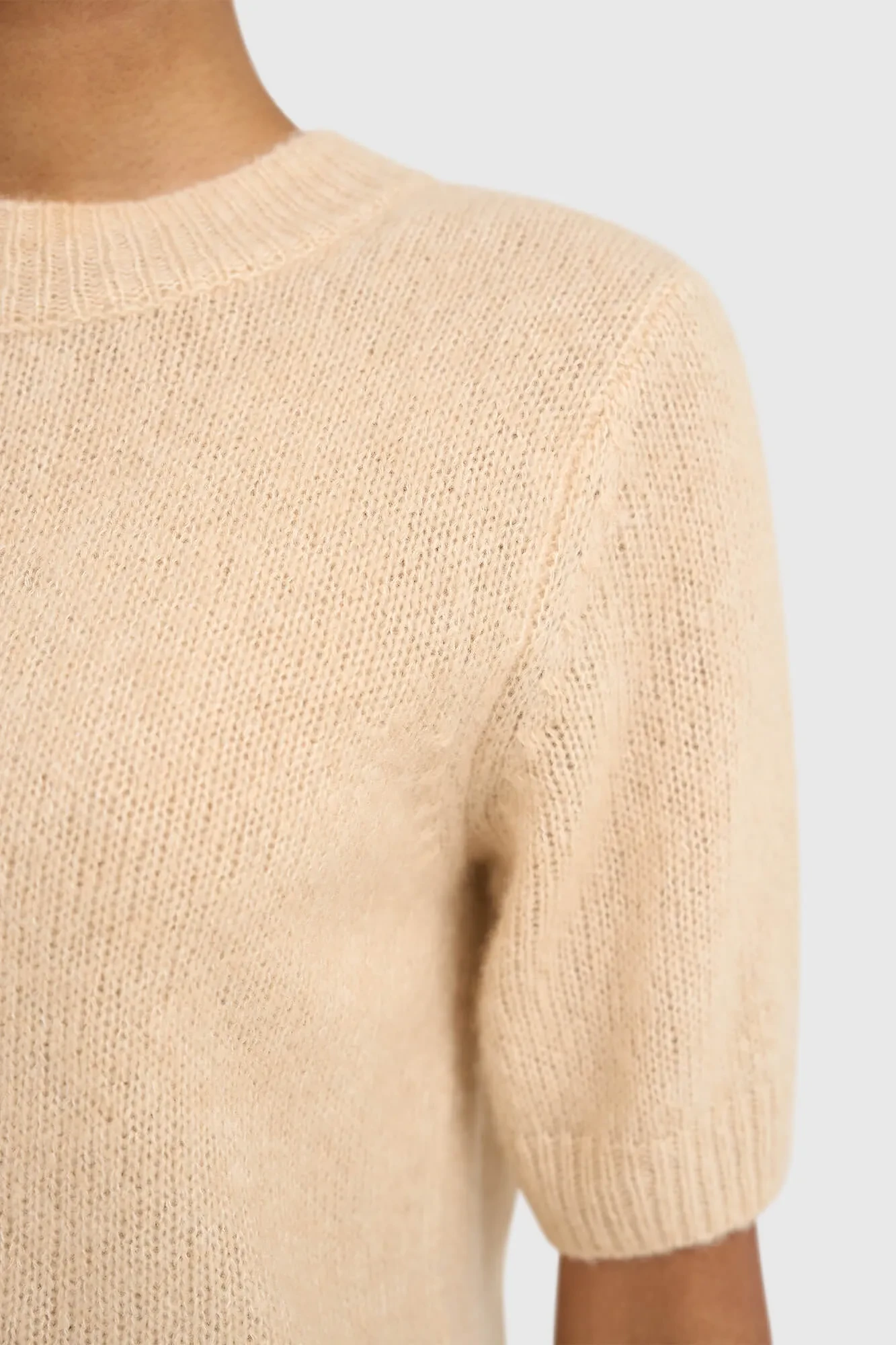 Cashmere Dames Truitje Korte Mouw Creme Eloi