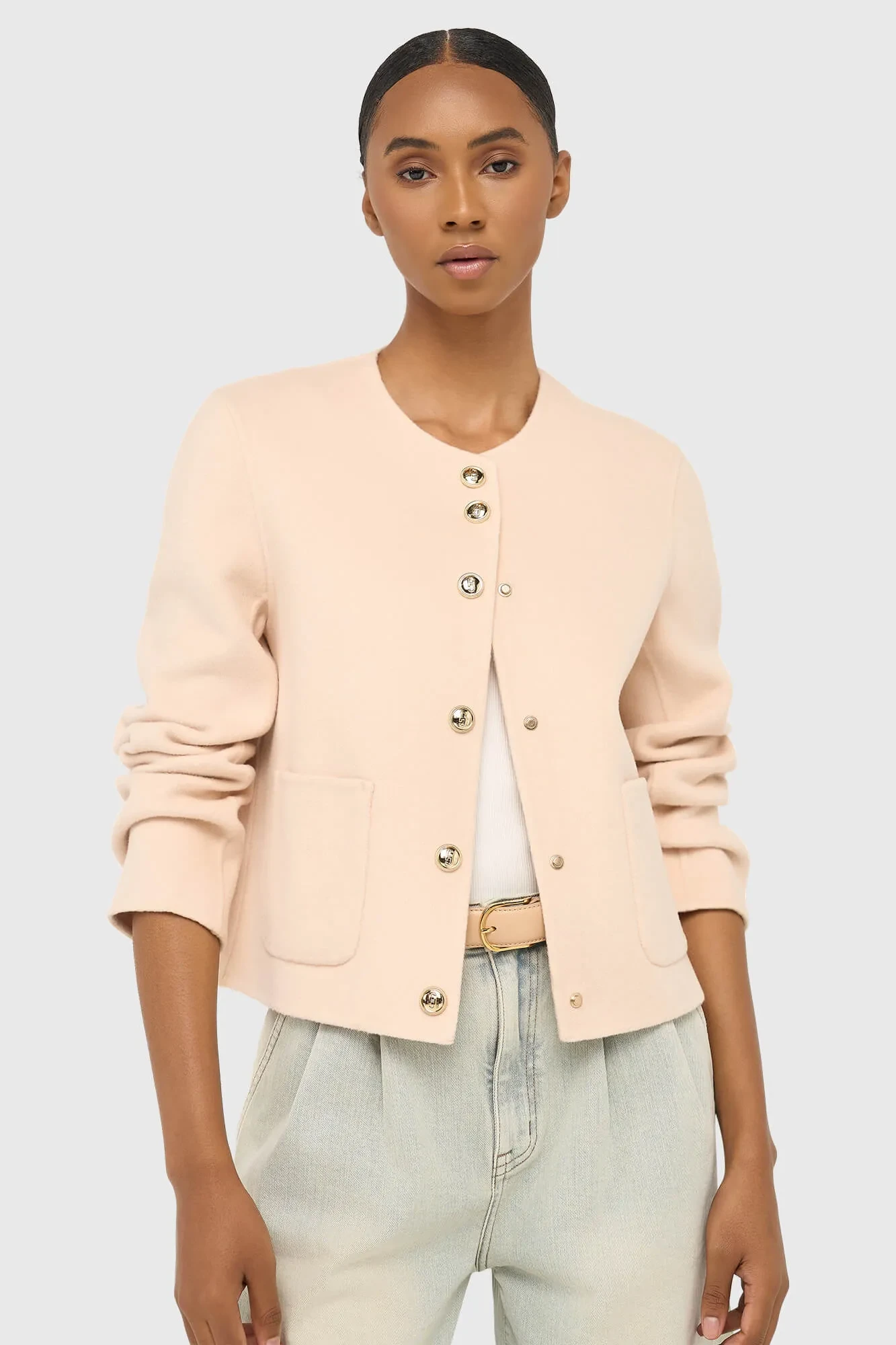 Cashmere Jas Dames Kort Vince Double Face Peach