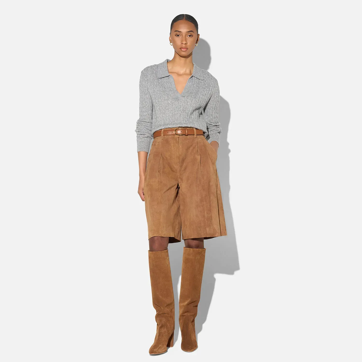Cashmere Kabel Trui Dames Pierre Grijs