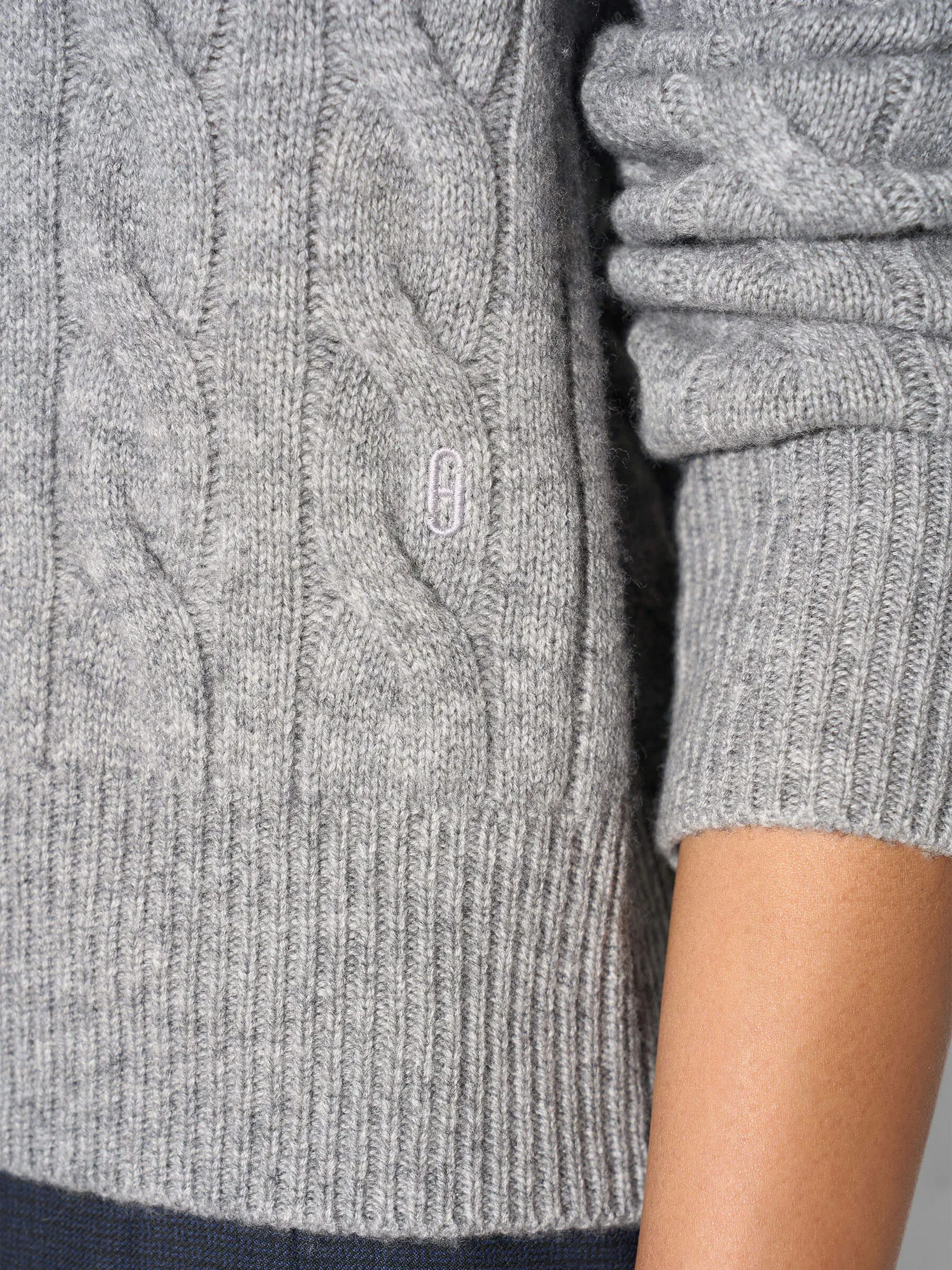 Cashmere Kabel Vest Dames Claude Grijs
