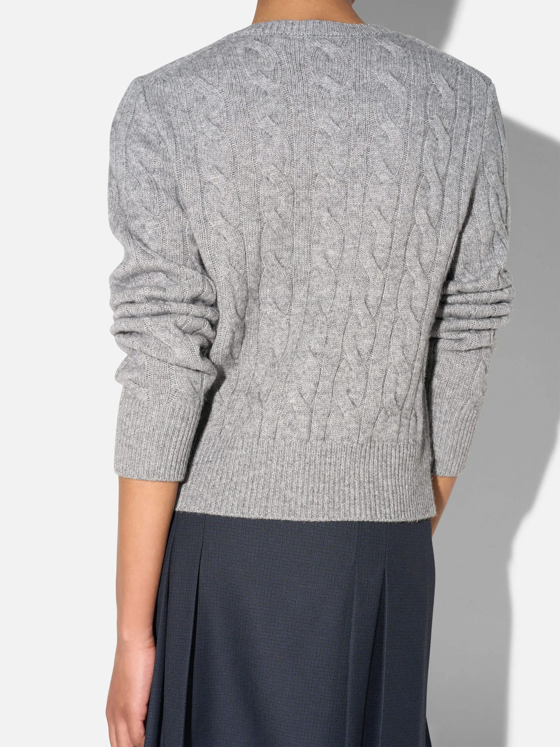 Cashmere Kabel Vest Dames Claude Grijs