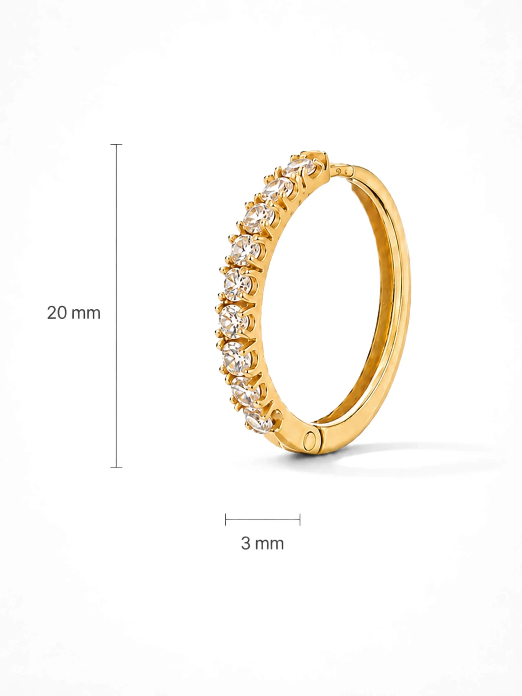 Gouden Oorbellen Huggy Loops Zirkonia Copain Medium