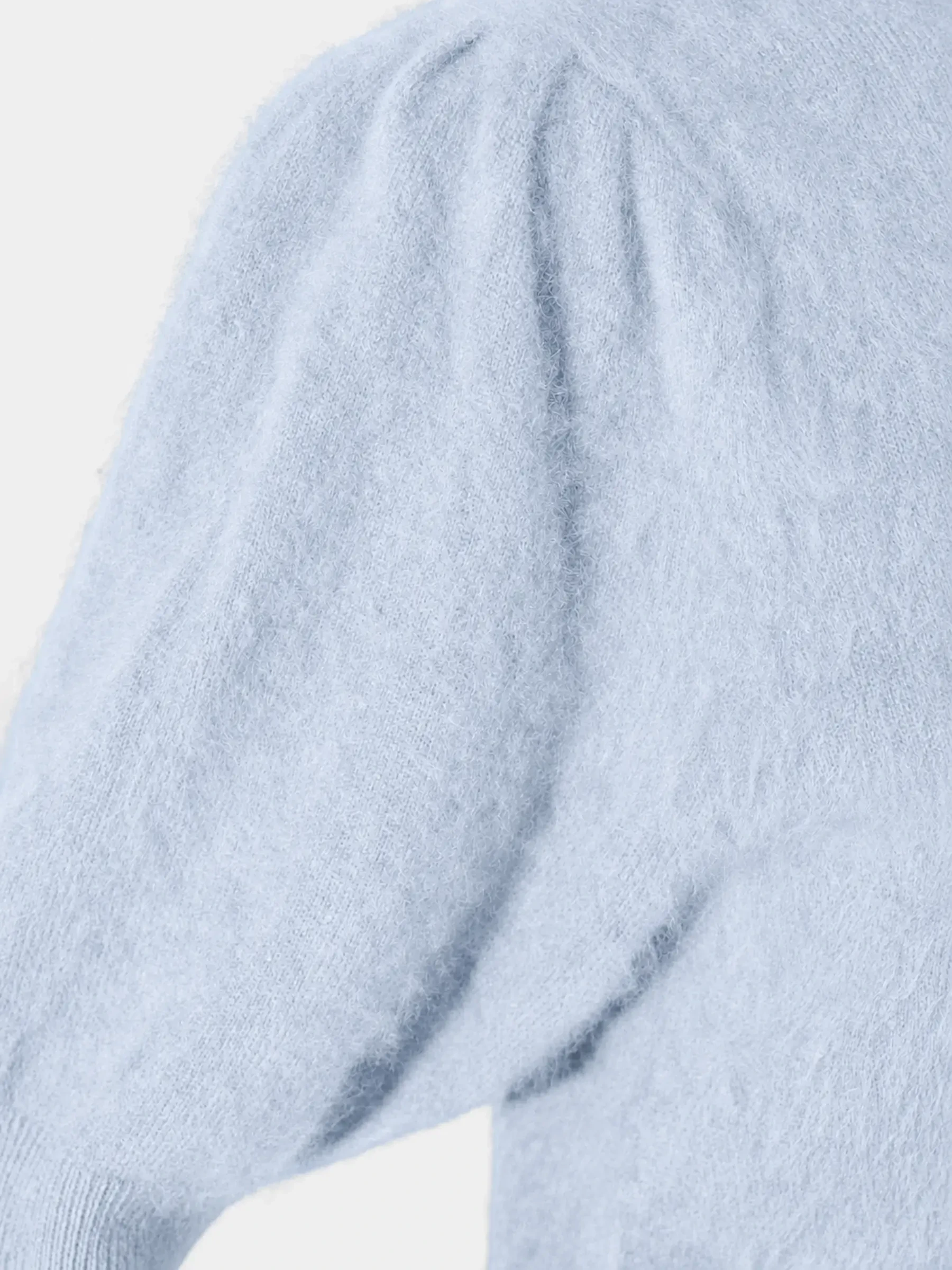 Dames Trui Ronde Hals Pofmouw Gebrushed Merino Wol Peyton Licht Blauw