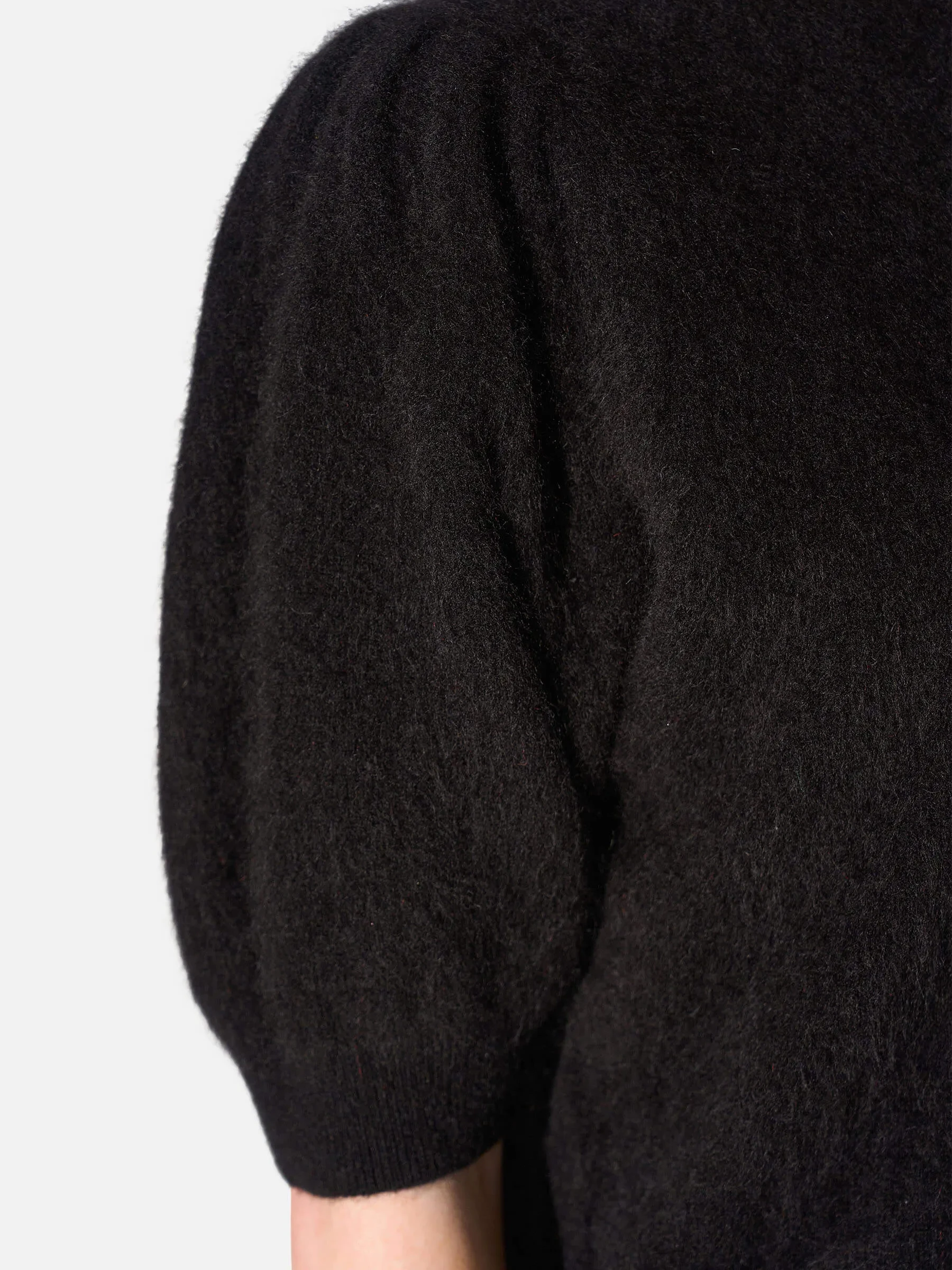 Dames Trui Ronde Hals Pofmouw Gebrushed Merino Wol Peyton Zwart