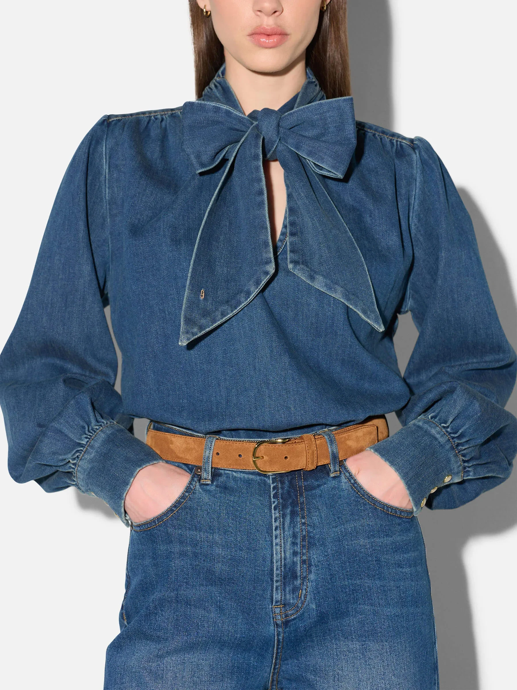 Denim Blouse Dames Katoen Kilian Blauw 469