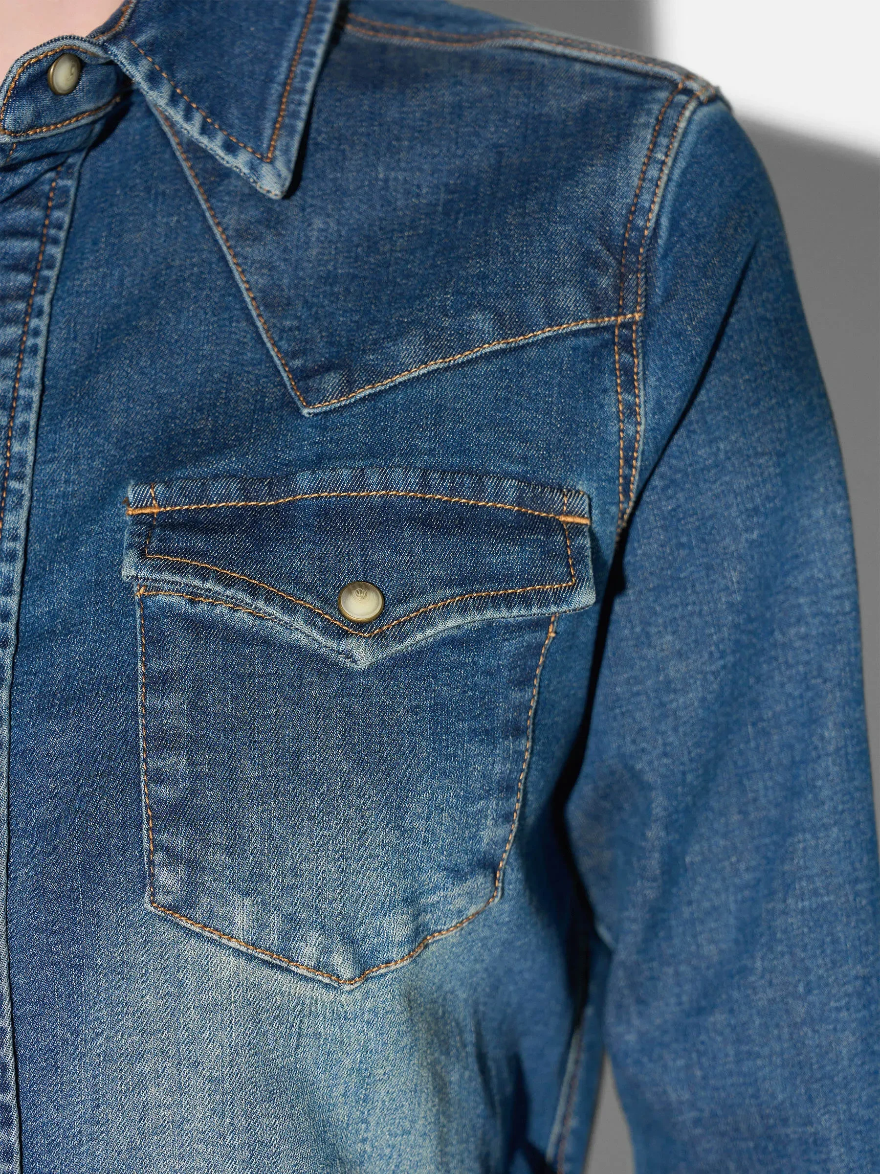 Denim Blouse Dames Stretch Levi Blauw 357