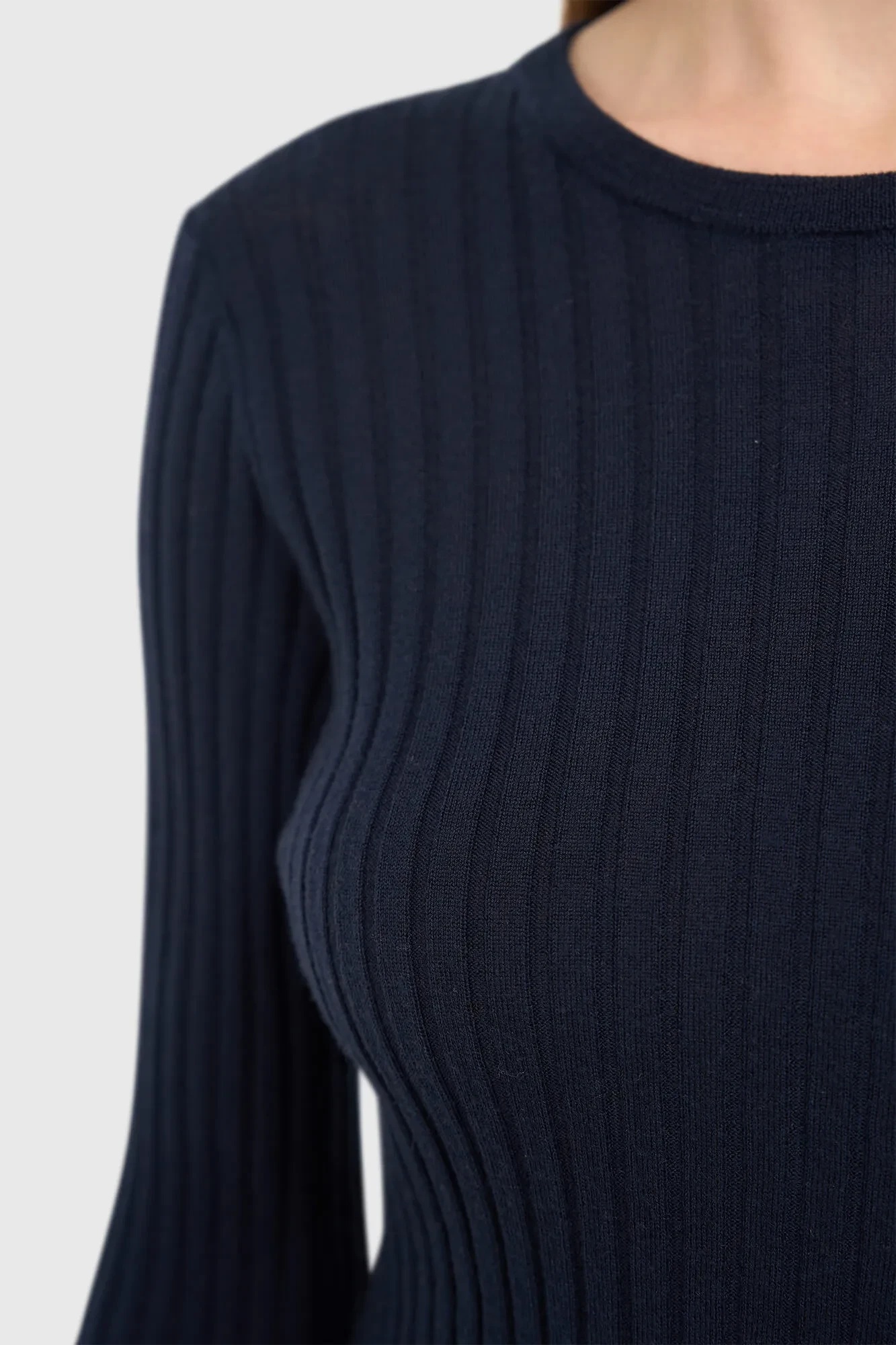 Donker Blauw Merino Wol Truitje Longsleeves Lyle Blauw
