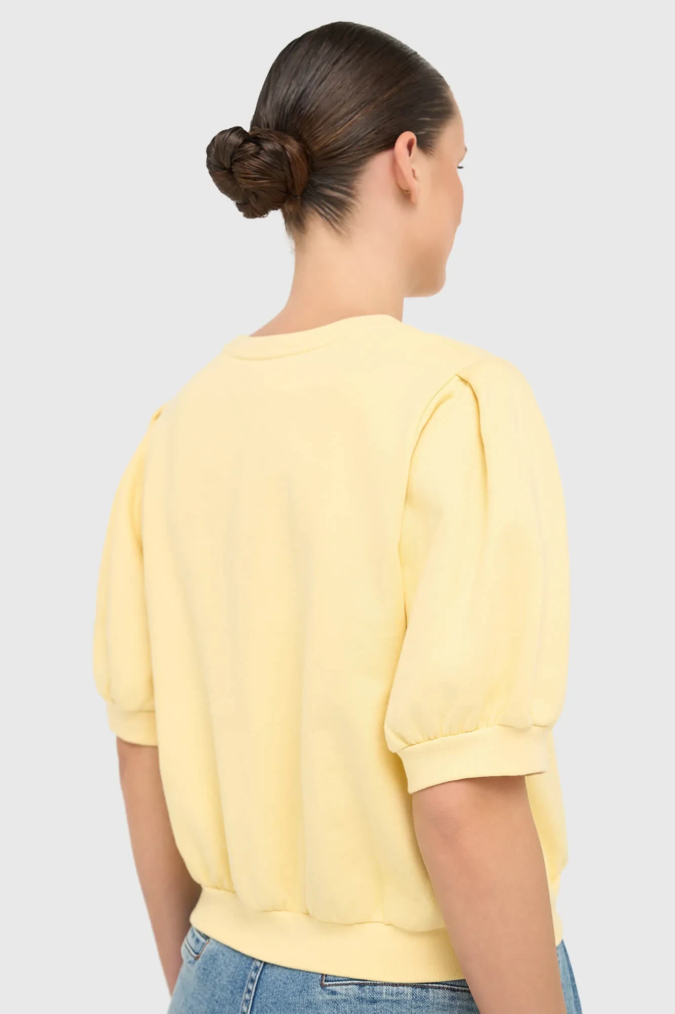 Gele Dames Sweater Pof Mouw Katoen Corey