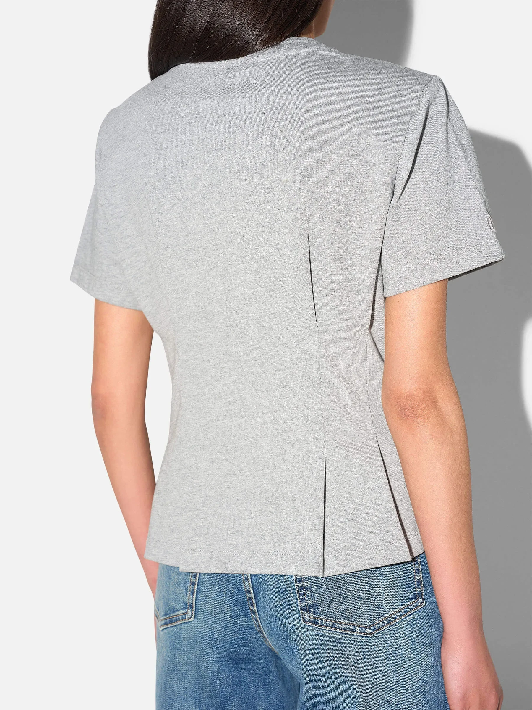 Grijs Katoenen Dames Shirt Plooien Taille Keon