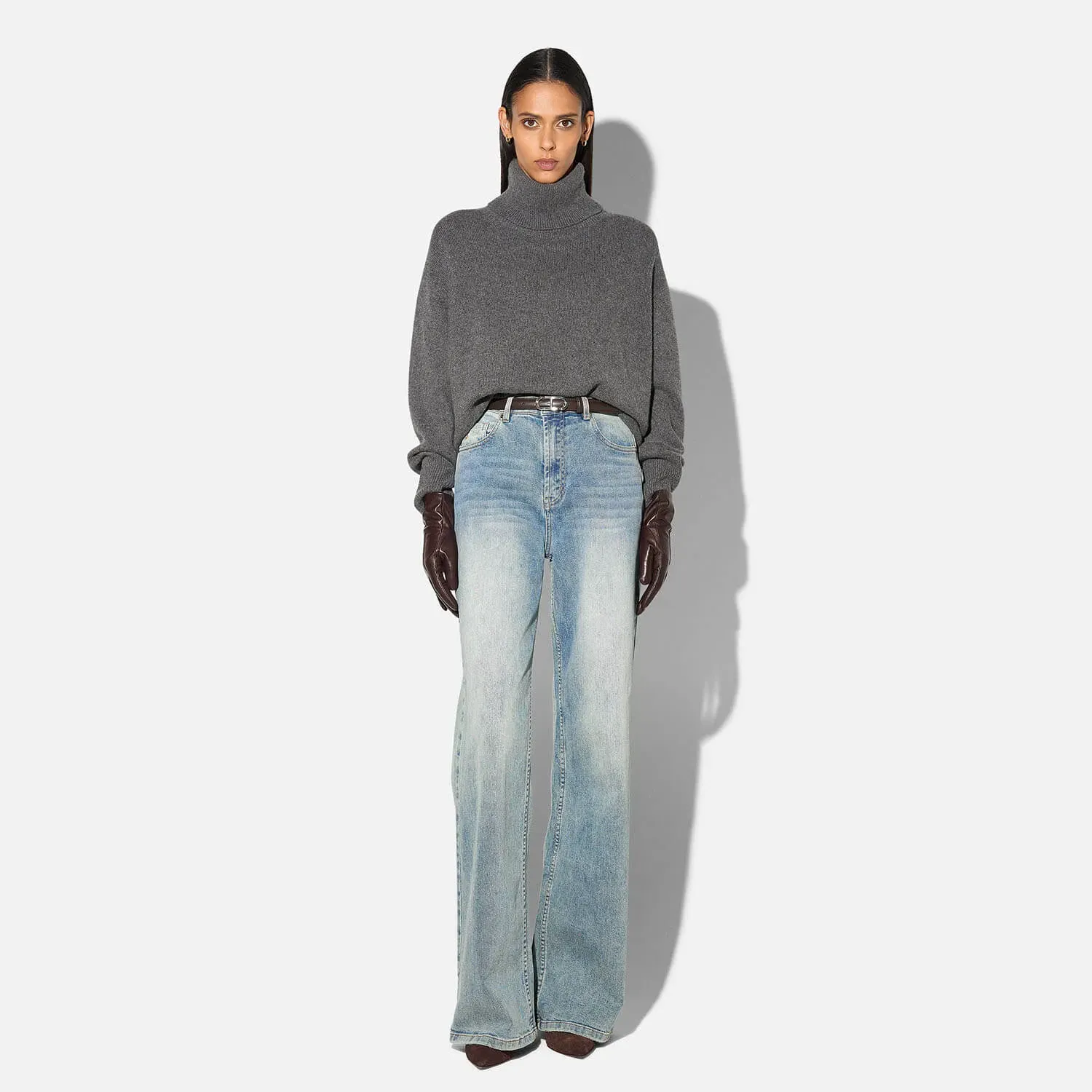 Jeans Dames Rechte Pijp High Rise Stretch Jason Blauw 114