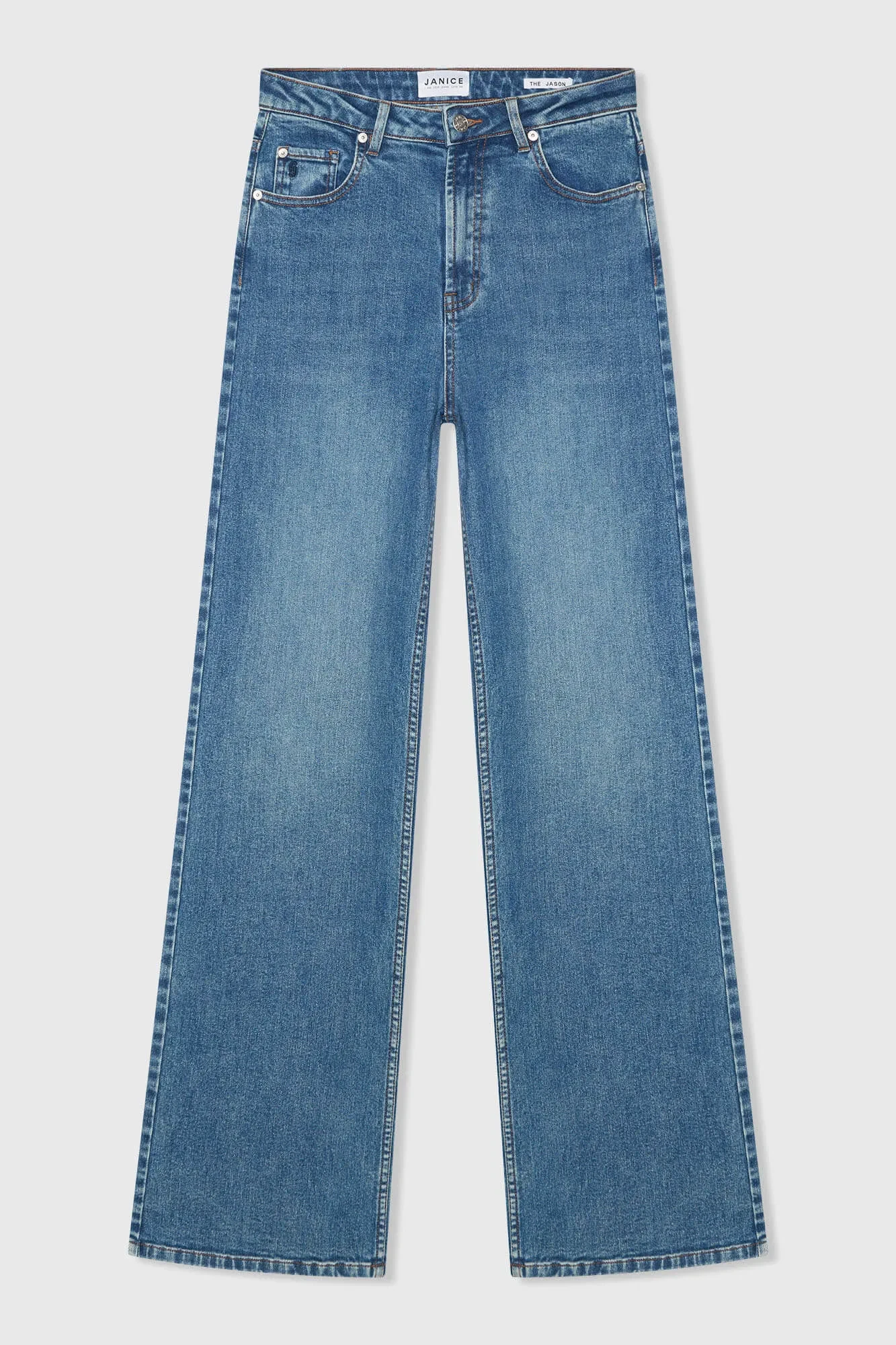 Jeans Dames Rechte Pijp High Rise Stretch Jason Blauw 932