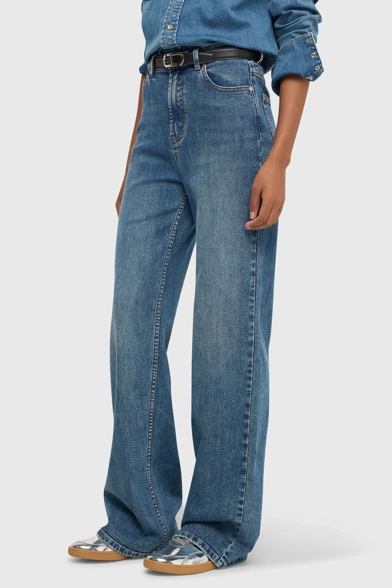 Jeans Dames Rechte Pijp High Rise Stretch Jason Blauw 932