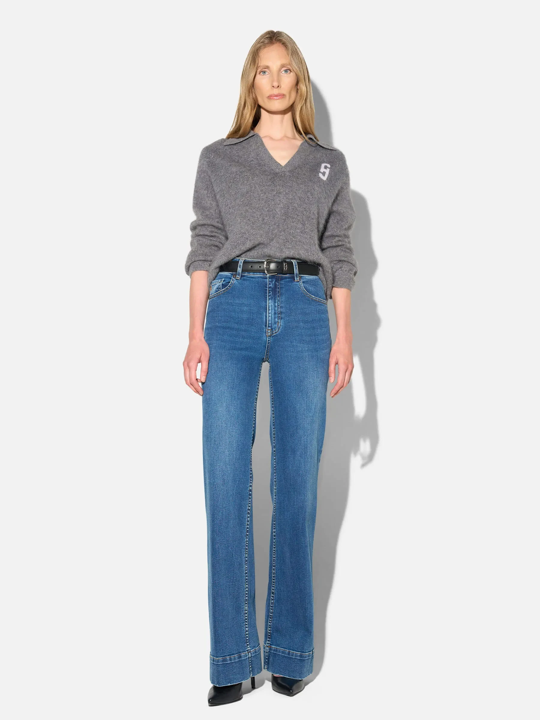 Jeans Dames Stretch 5 Pocket Mid Rise Trey Blauw 258