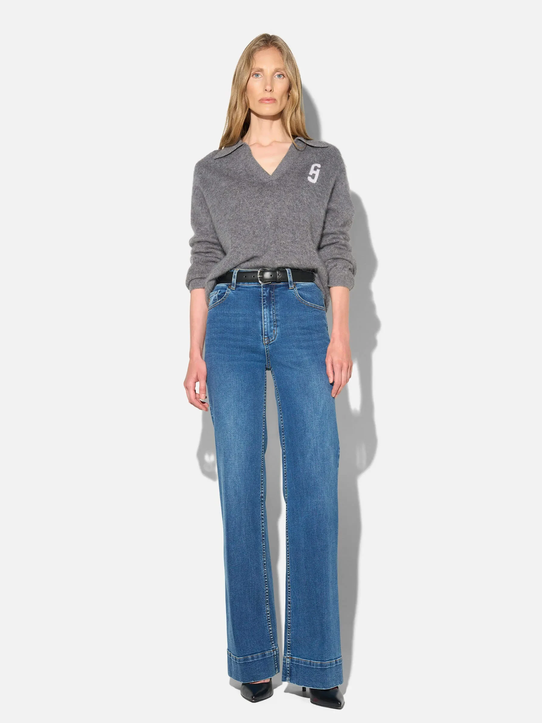 Jeans Dames Stretch 5 Pocket Mid Rise Trey Blauw 258