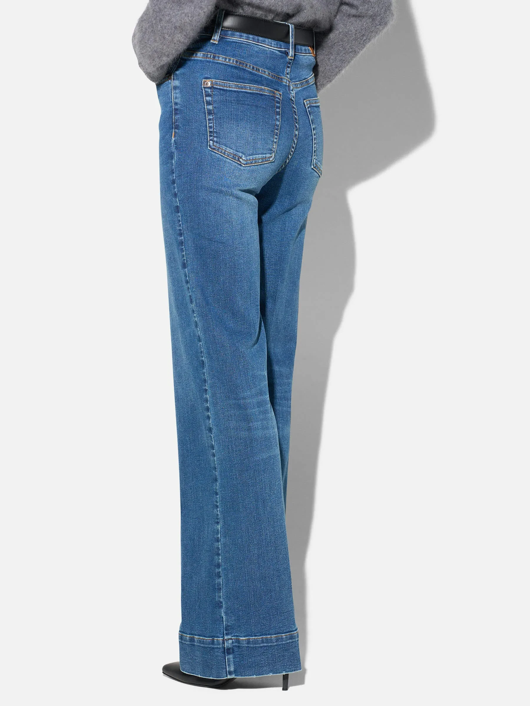 Jeans Dames Stretch 5 Pocket Mid Rise Trey Blauw 258