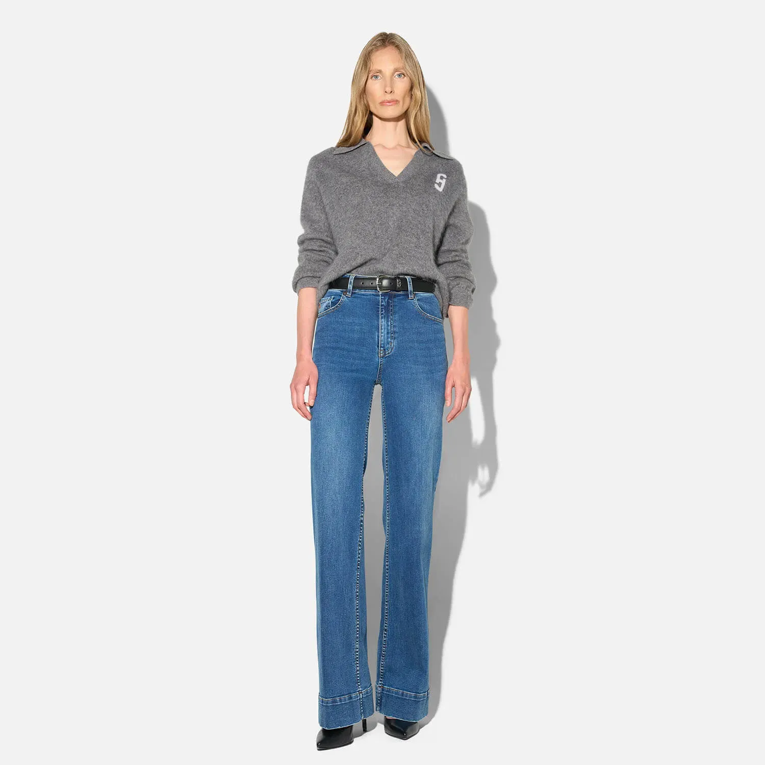 Jeans Dames Stretch 5 Pocket Mid Rise Trey Blauw 258