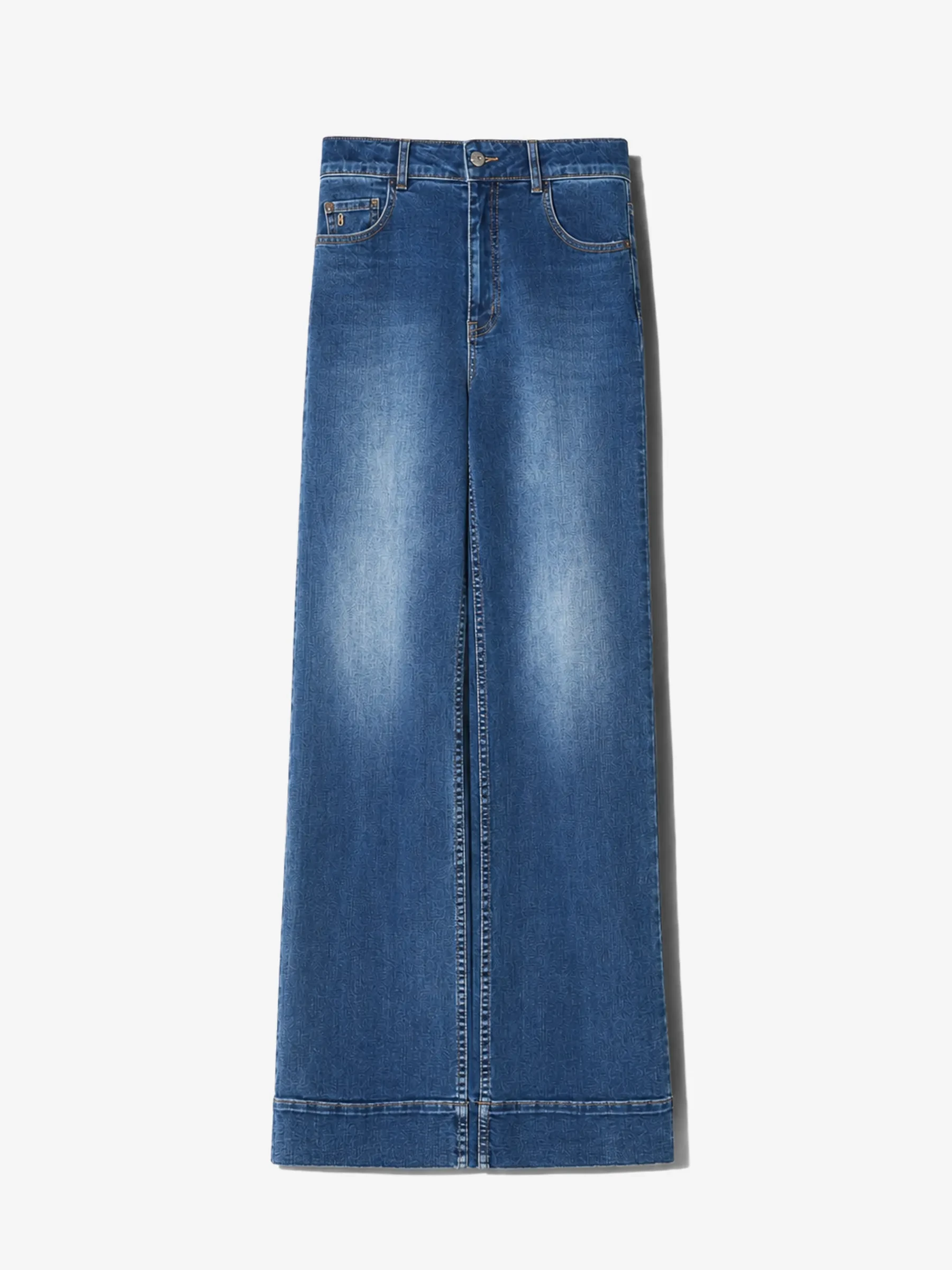 Jeans Dames Stretch 5 Pocket Mid Rise Trey Blauw 469
