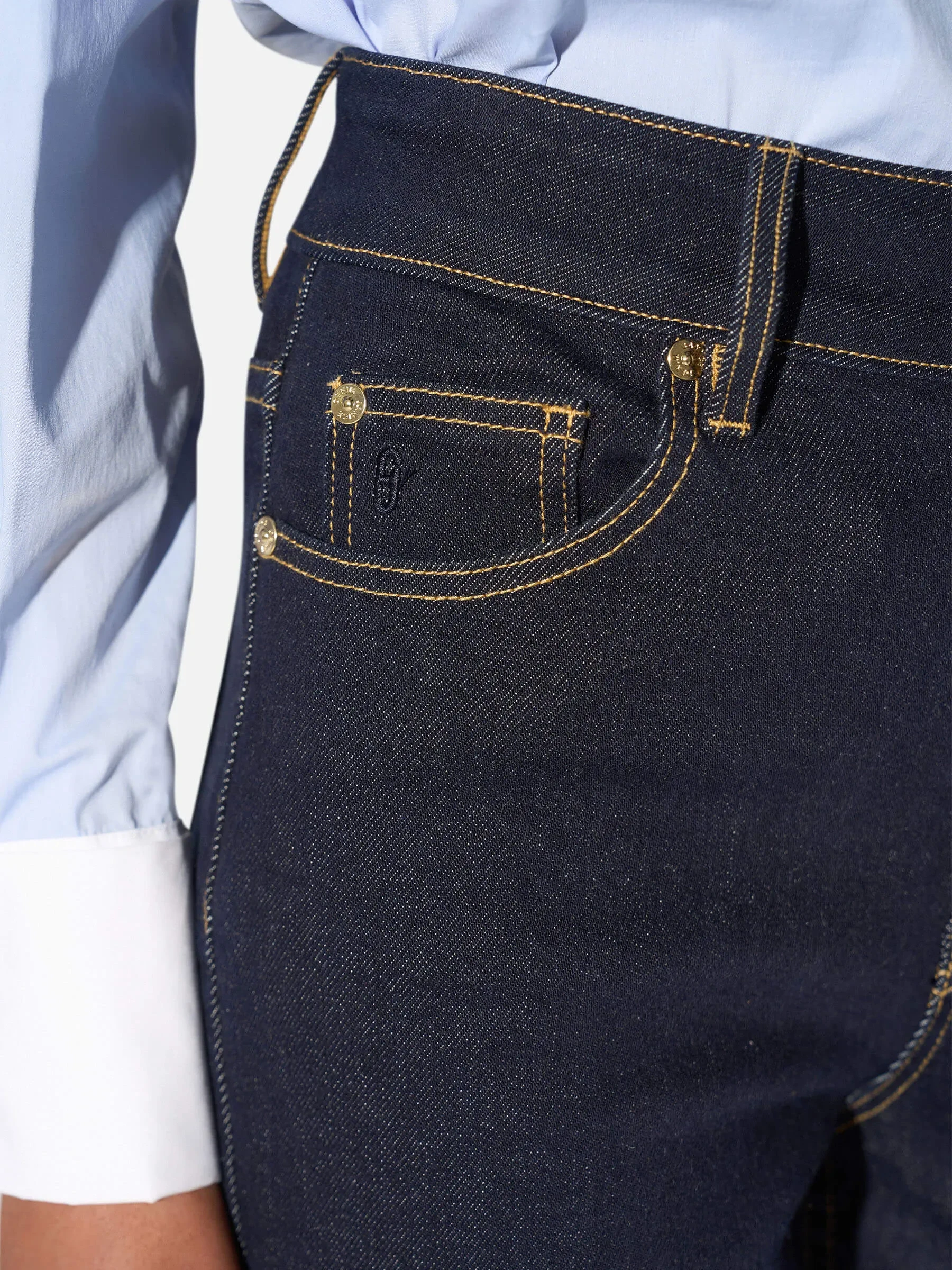 Jeans Dames Stretch 5 Pocket Mid Rise Trey Japans Denim