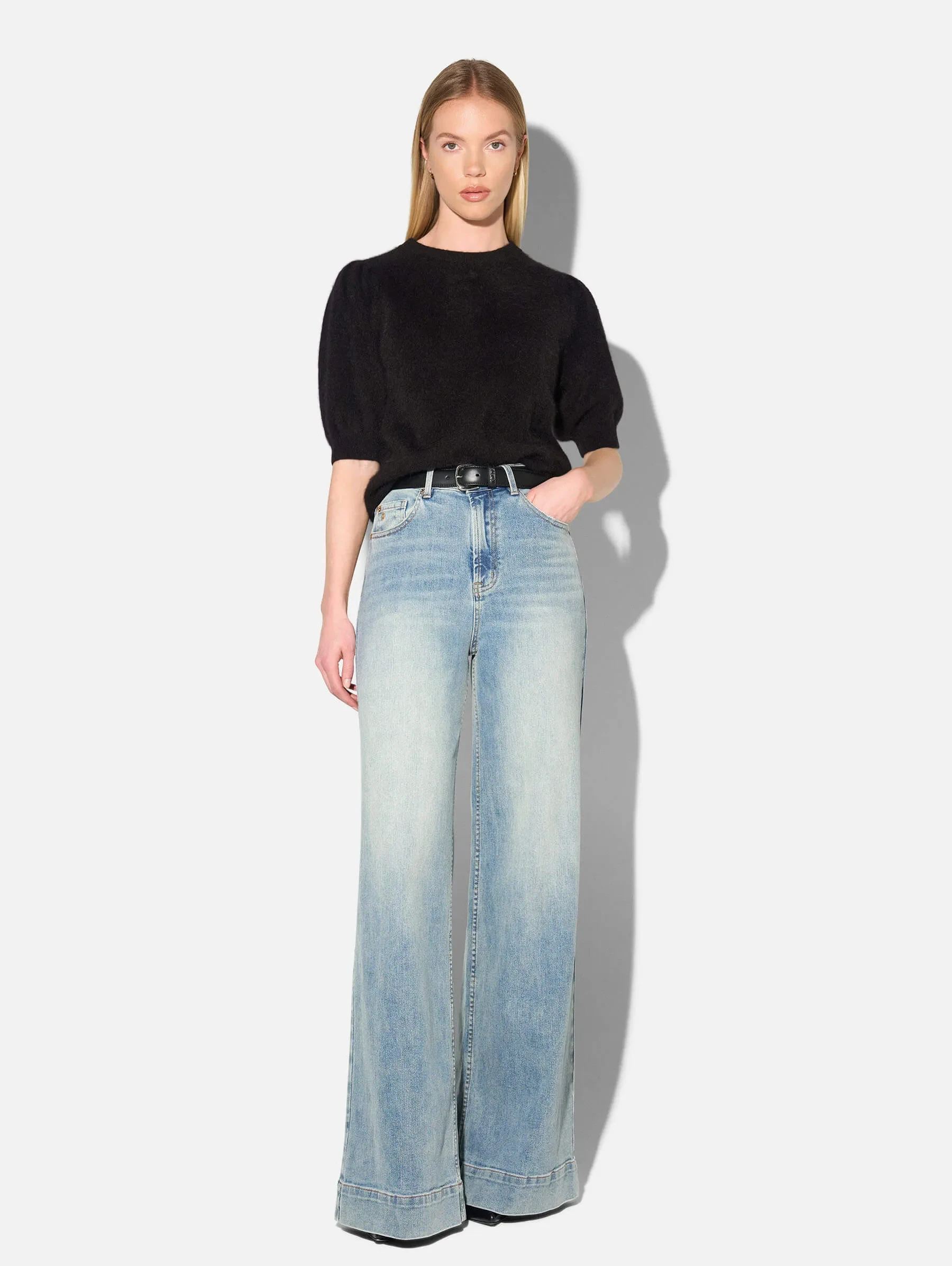 Jeans Dames Wide Leg High Rise Stretch Mason Blauw 114