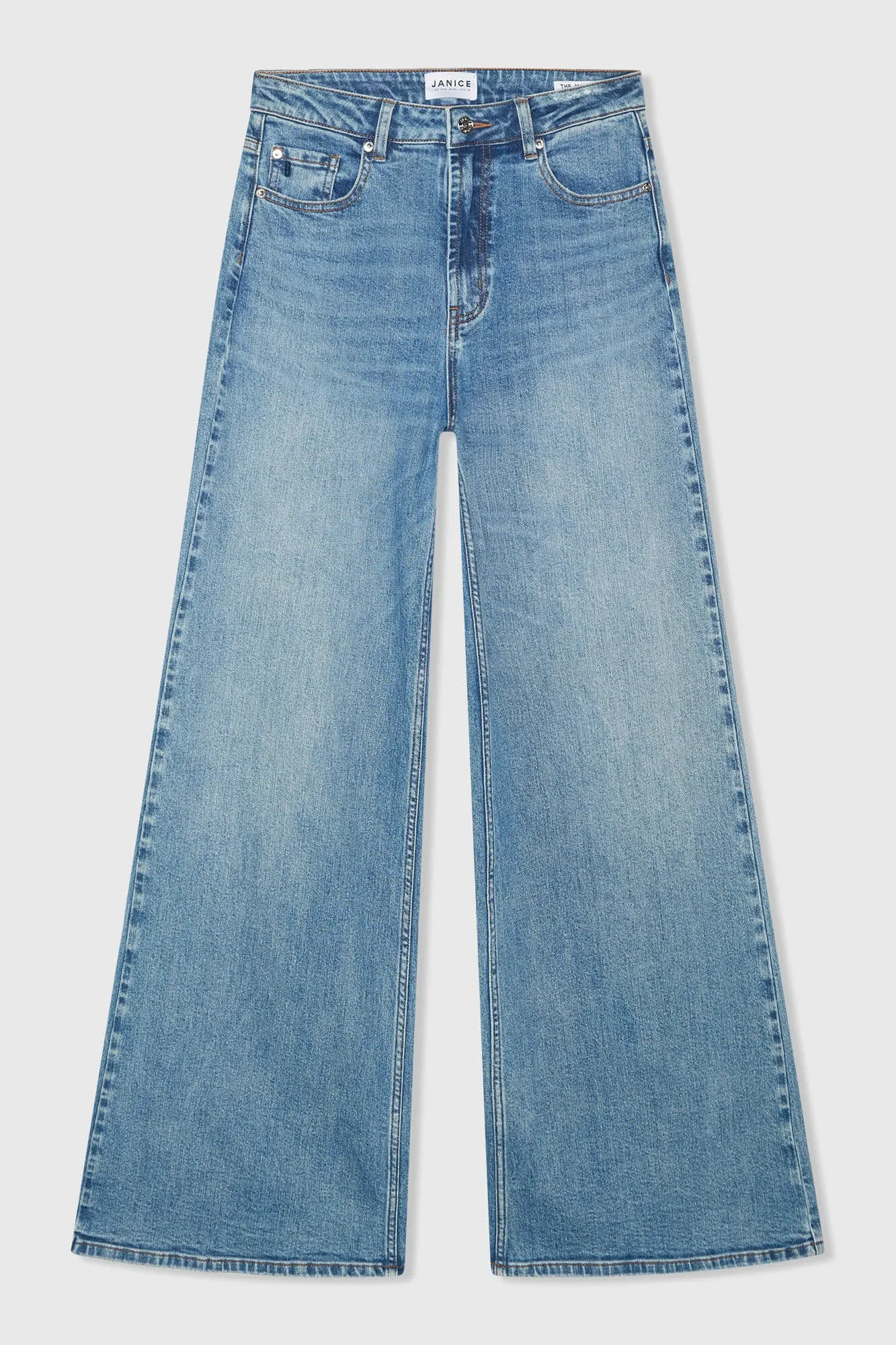 Jeans Dames Wide Leg High Rise Stretch Mason Blauw 379