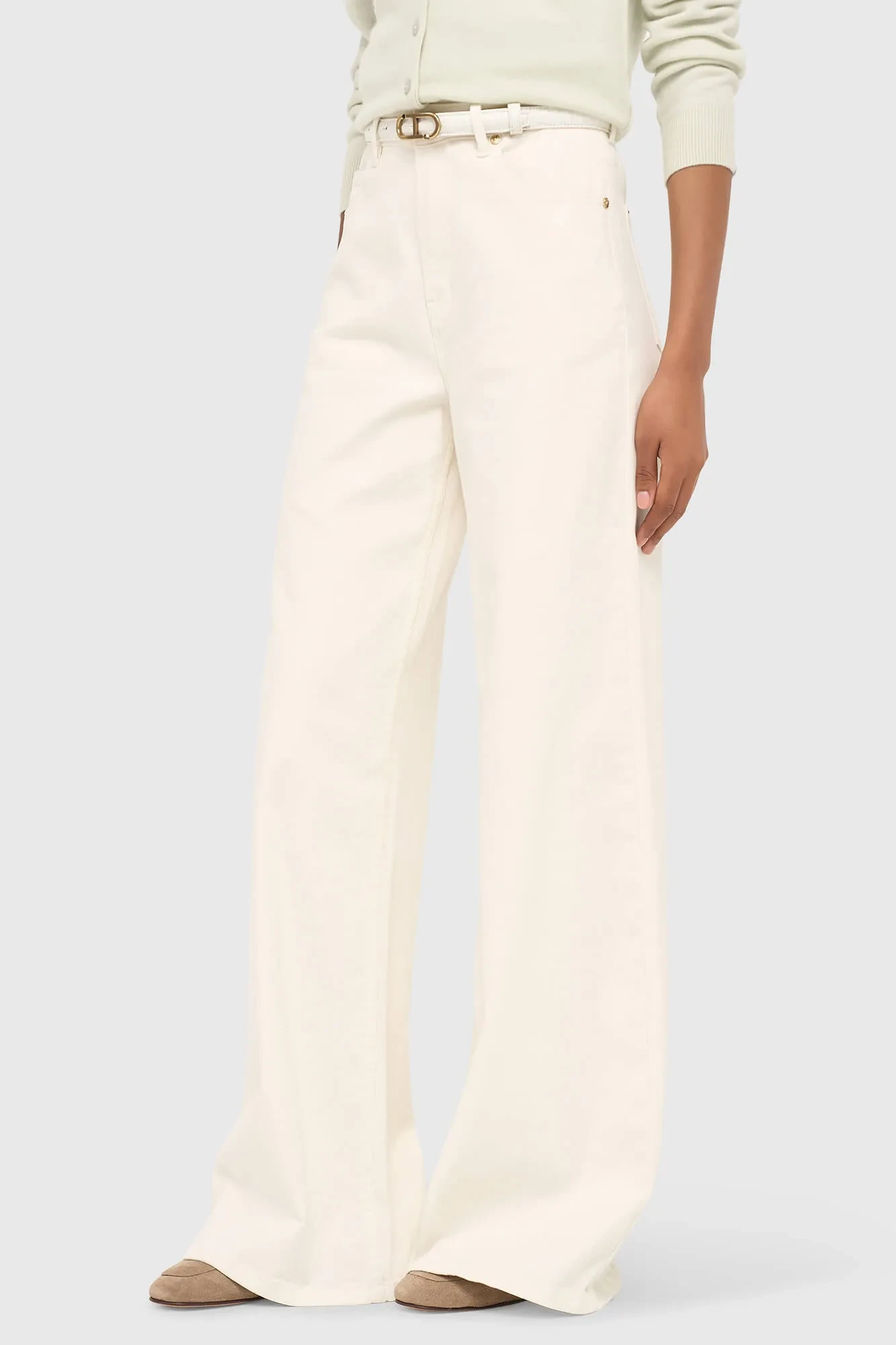 Jeans Dames Wide Leg High Rise Stretch Mason Off White 264