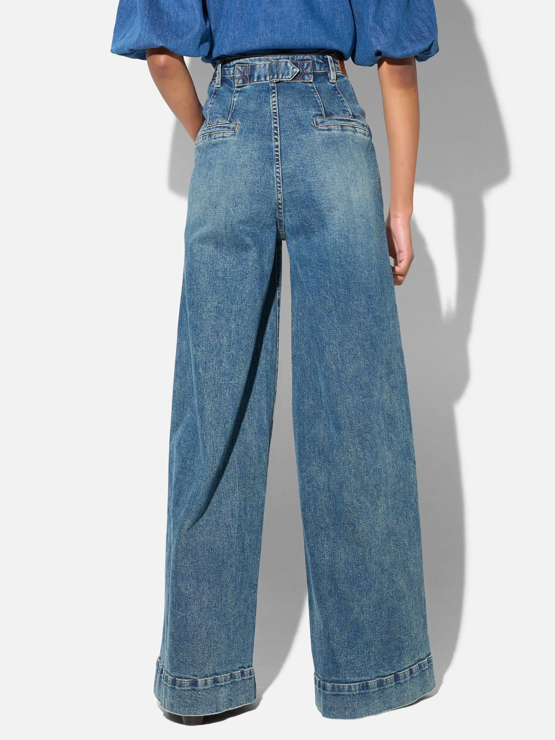 jeans dames wijde pijp high rise stretch dexter blauw 258