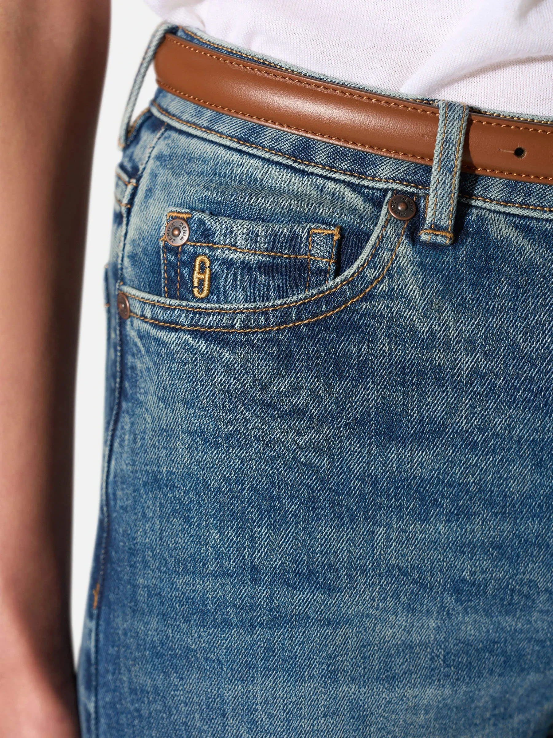 Jeans Dames Wijde Pijp Mid Rise Stretch Cash Blauw 357