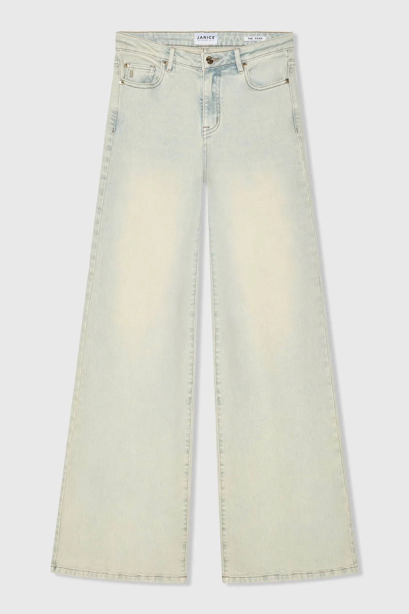 Jeans Dames Wijde Pijp Stretch Mid Rise Stretch Cash Blauw 004