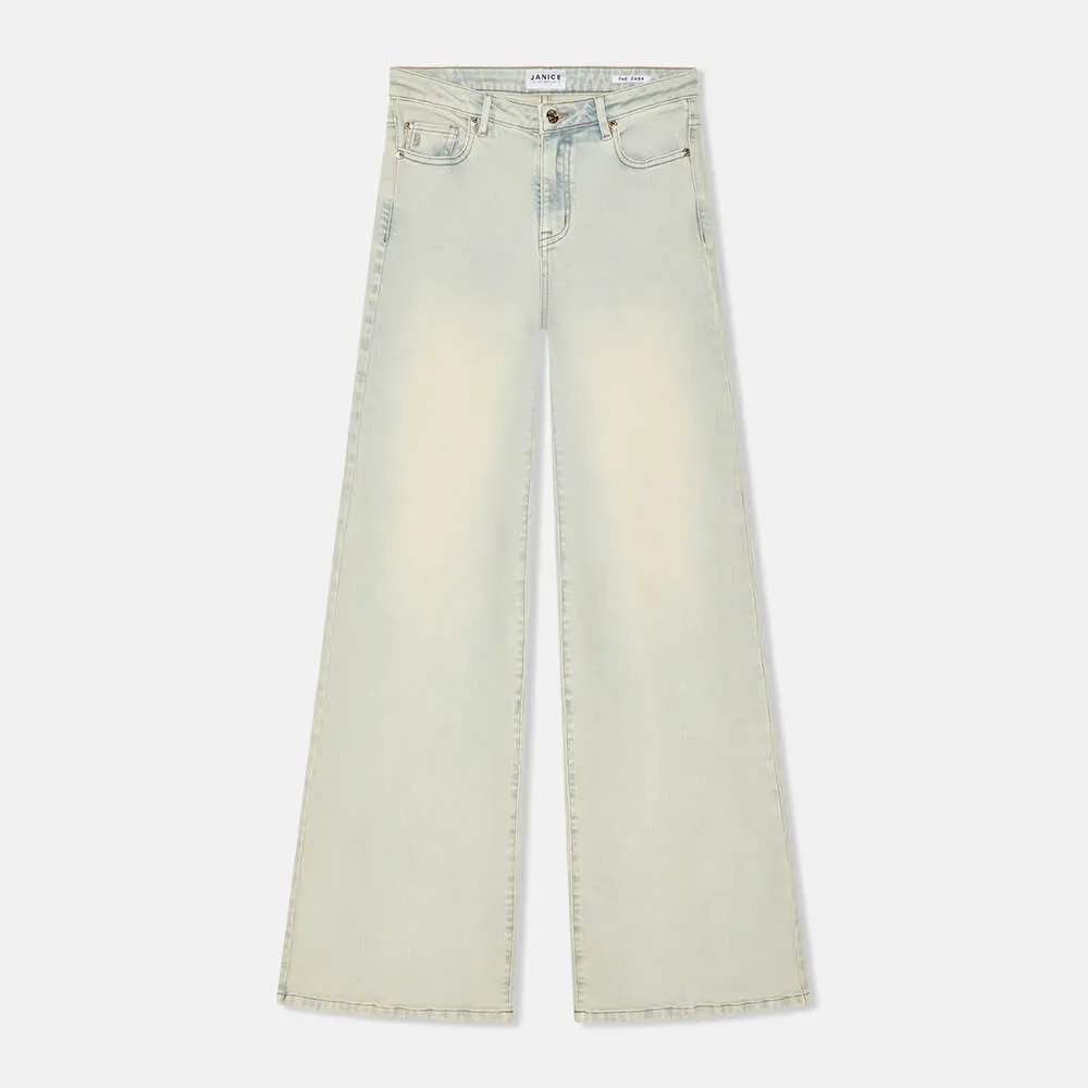 Jeans Dames Wijde Pijp Stretch Mid Rise Stretch Cash Blauw 004