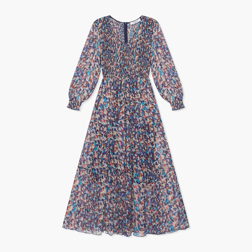 Jurk Lang Print Smog Finn Blauw