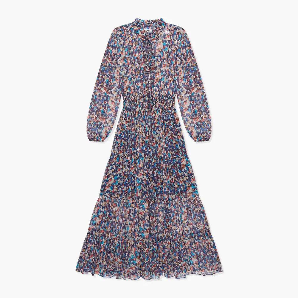 Jurk Lang Print Elastiek Walter Blauw