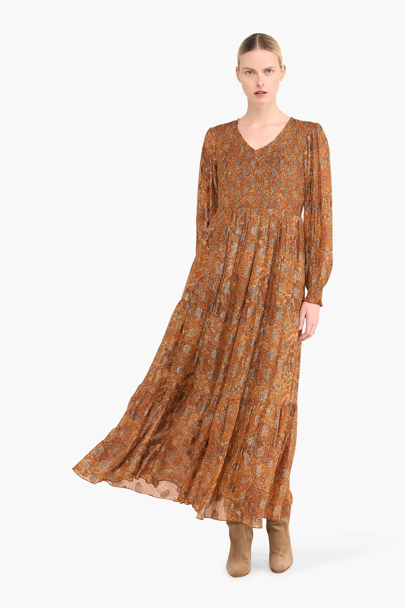 Jurk Lang Lurex Smog Finn Paisley