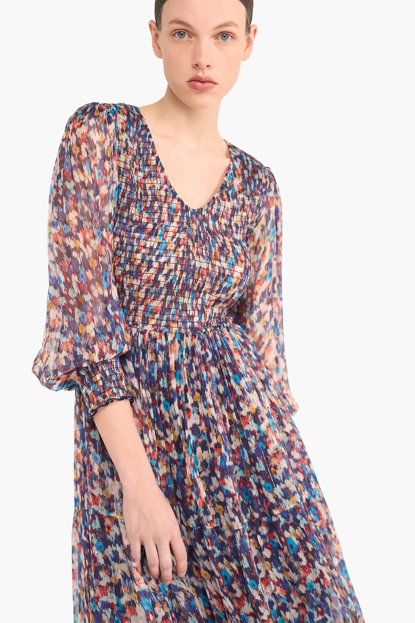 Jurk Lang Print Smog Finn Blauw