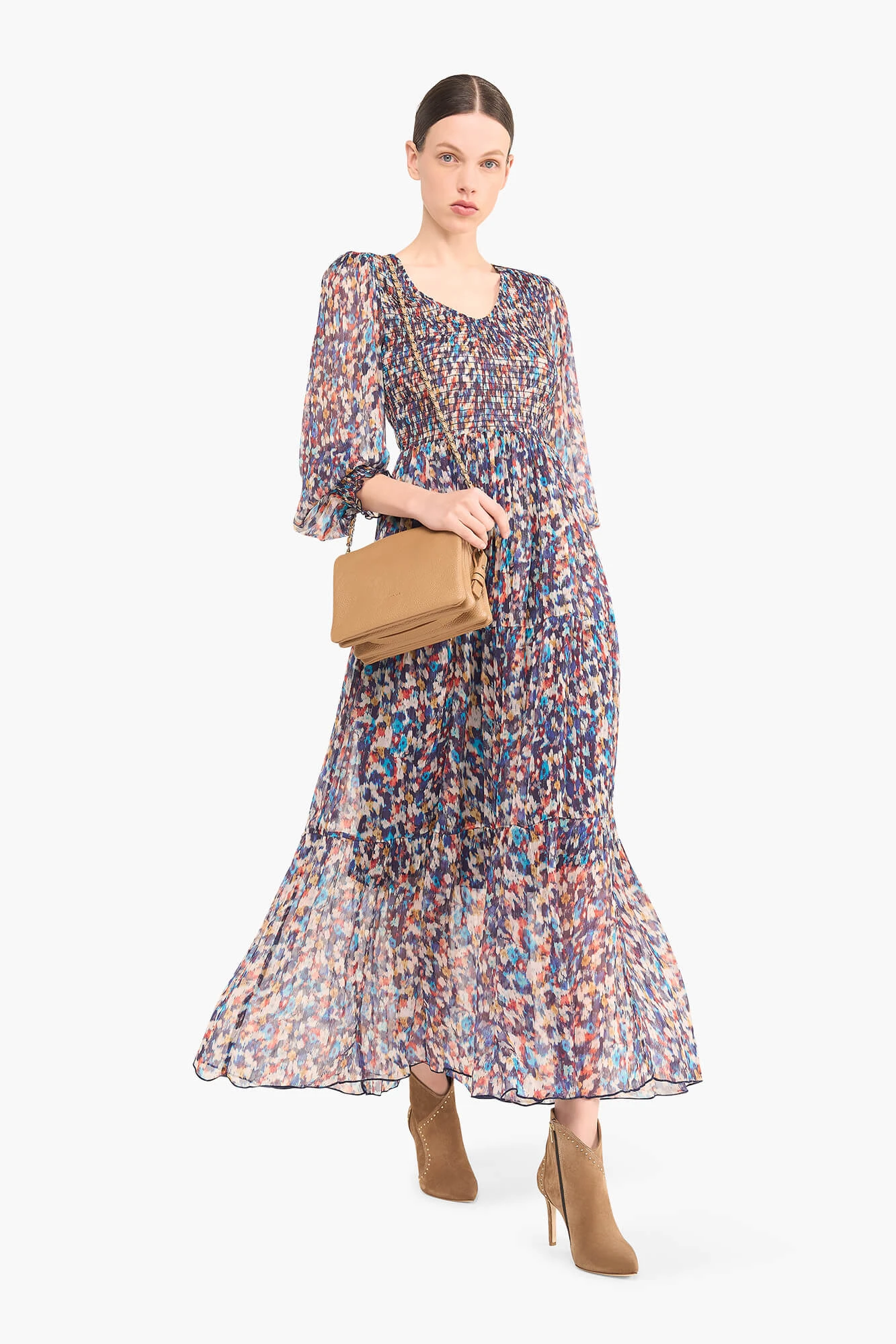 Jurk Lang Print Smog Finn Blauw